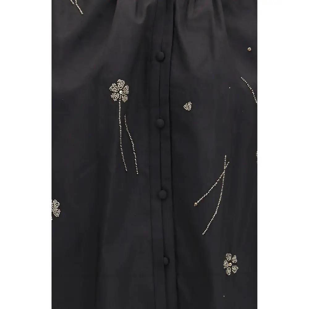 Forte_Forte Black Cotton Pattern Shirt
