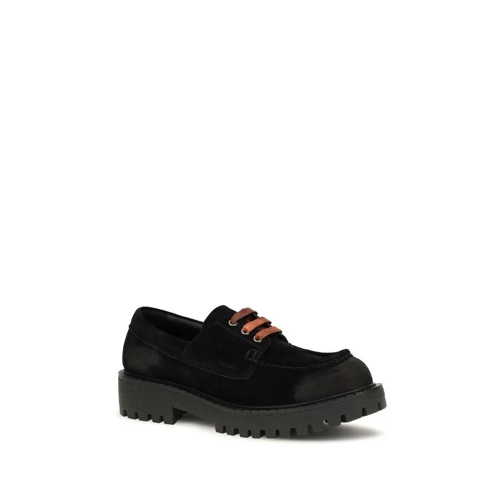 Prada Black Suede Leather Slip-On Loafers
