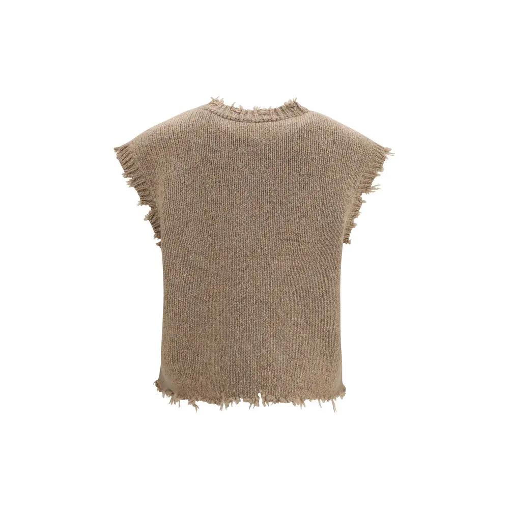 R13 Beige Cashmere Sleeveles Sweater
