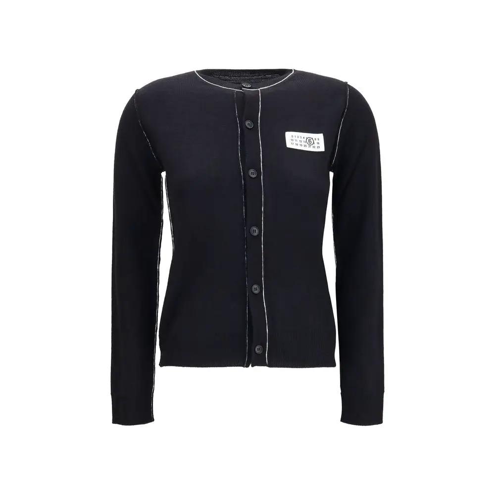 MM6 Black Wool Oves Aries Cardigan