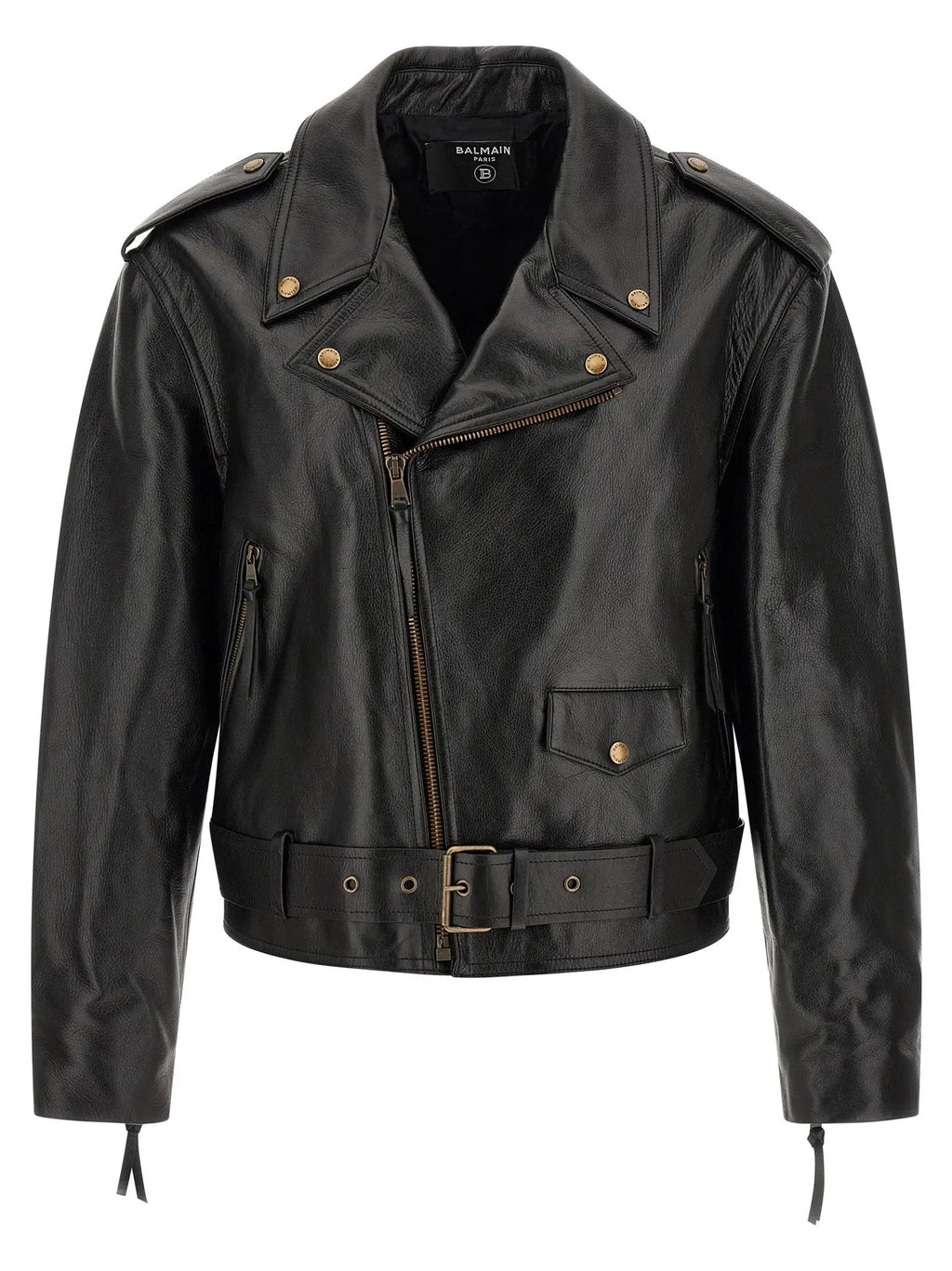 Balmain Black Calfskin Leather Jacket