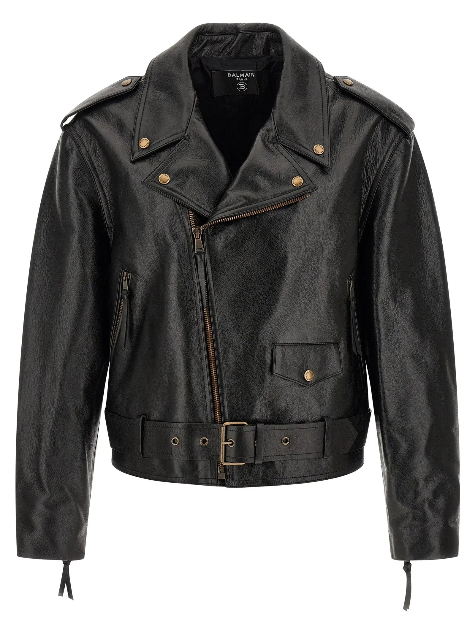 Balmain Black Calfskin Leather Jacket