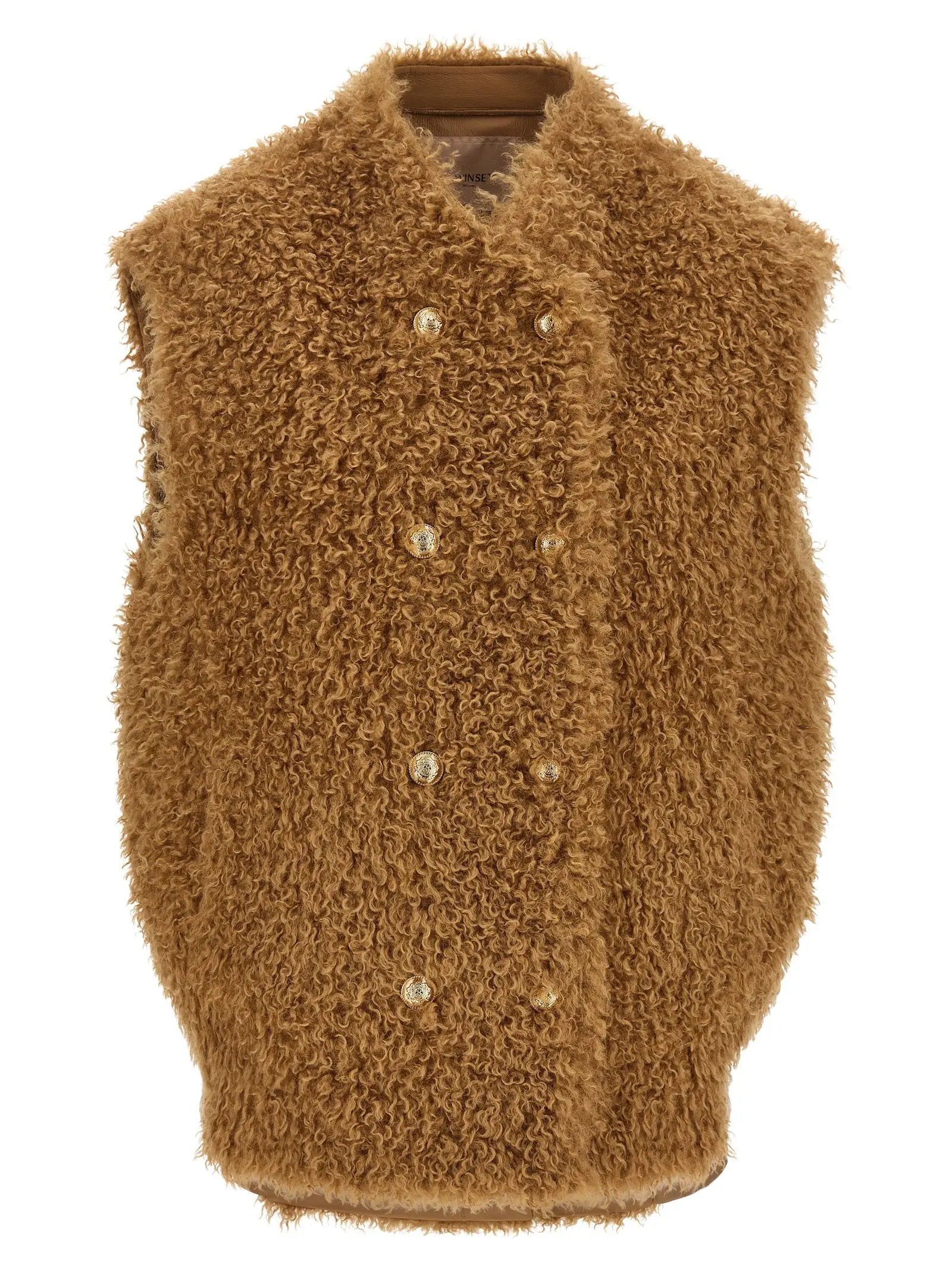 Twinset Brown Polyester Sleeveless Jacket