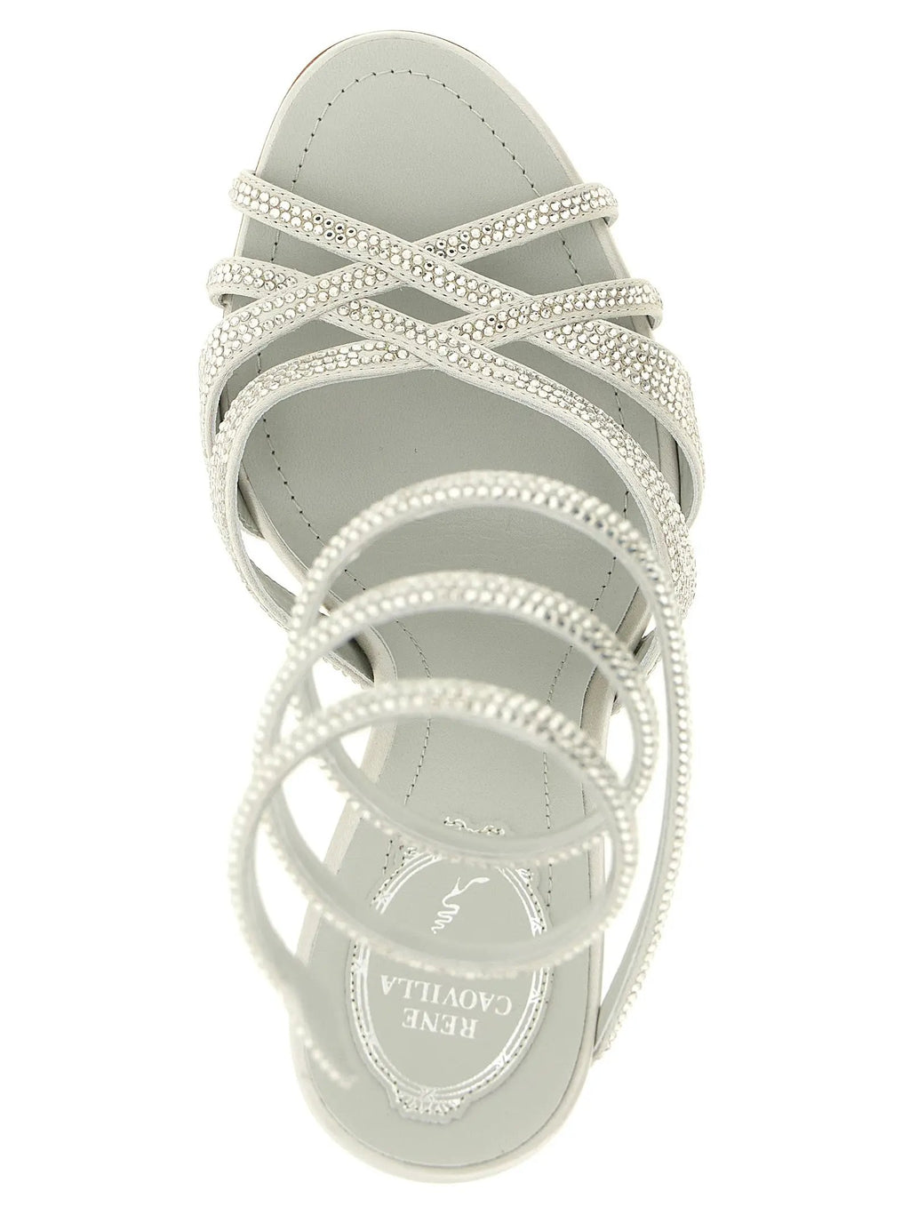 RENE CAOVILLA Silver Viscose Stiletto Heel Sandals