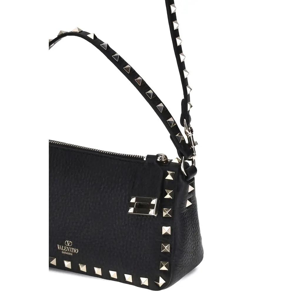Valentino Garavani Valentino Garavani Black Calf Leather Bos Taurus Shoulder Bag