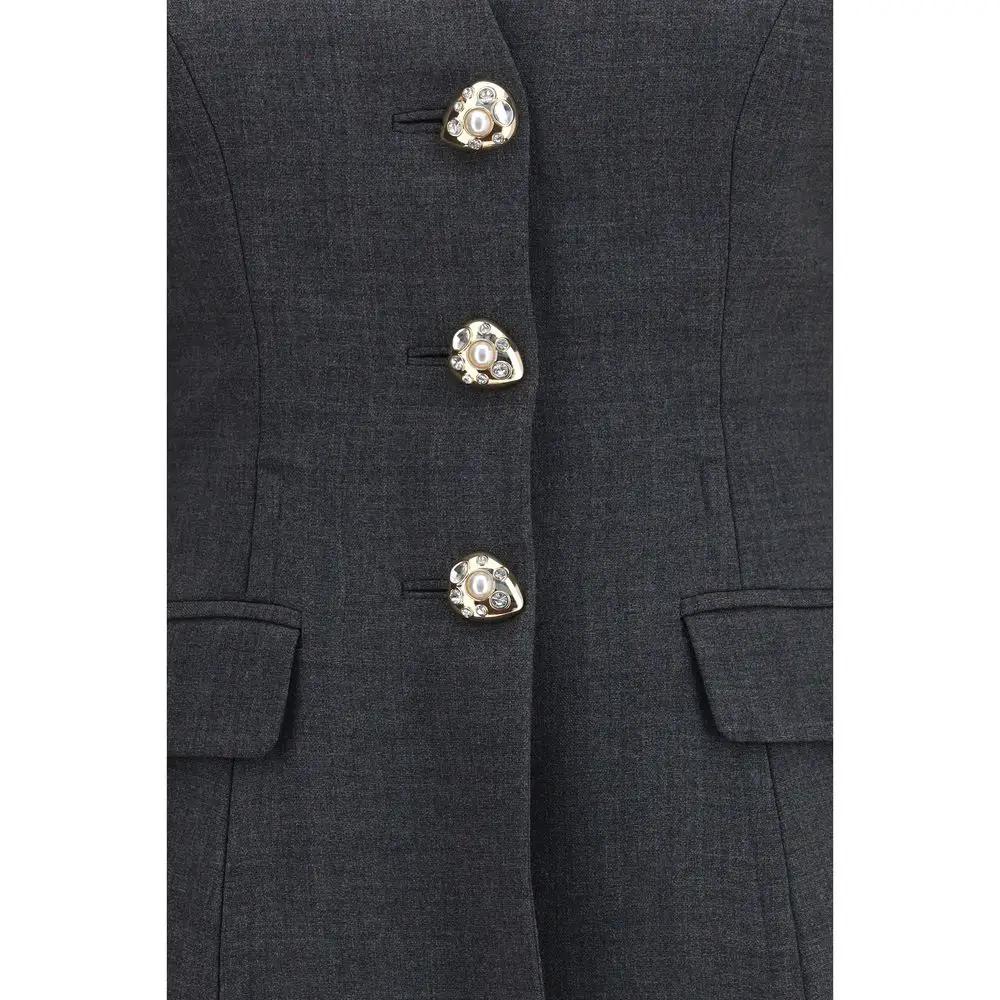Self-Portrait Self-Portrait Gray Polyester Full-Length Jacket
