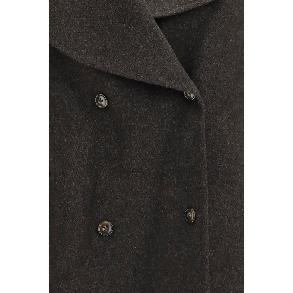 Loulou De Saison Loulou De Saison Brown Wool Oves Aries Full-Length Jacket