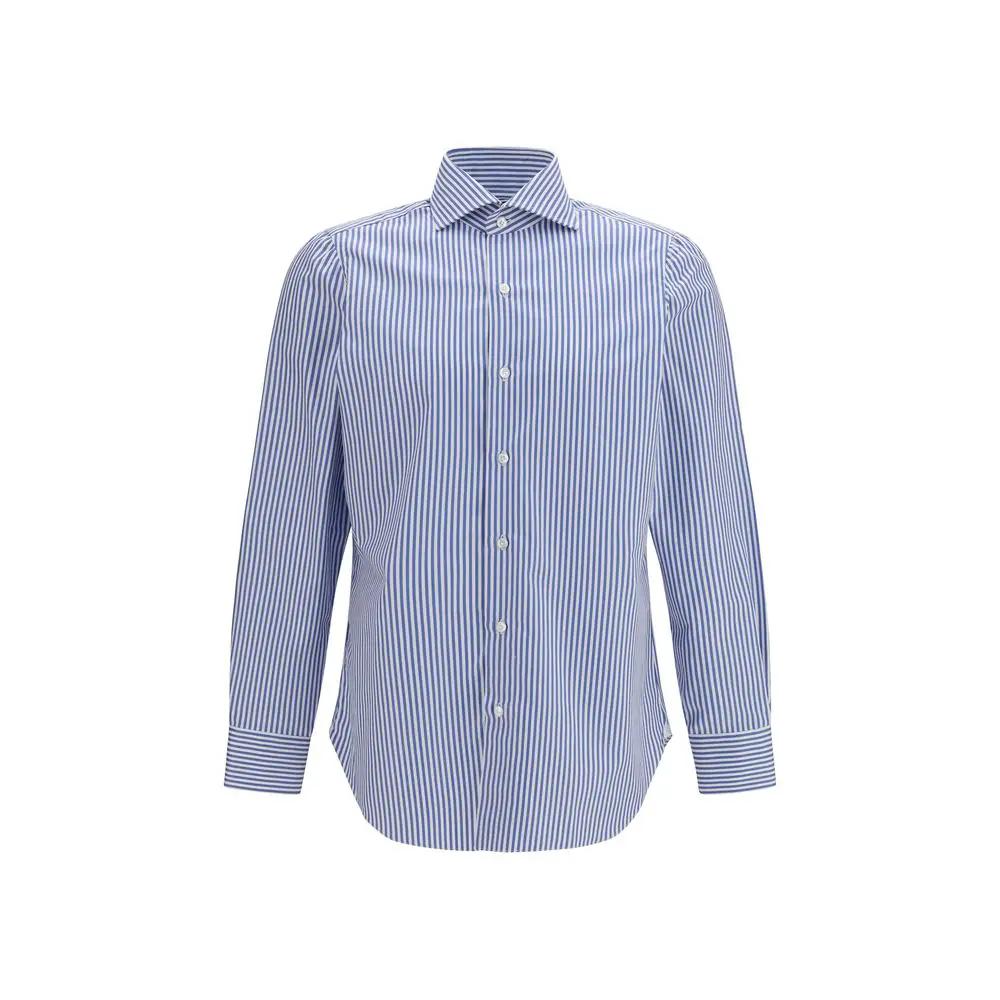 Finamore Finamore Blue Cotton Pattern Shirt