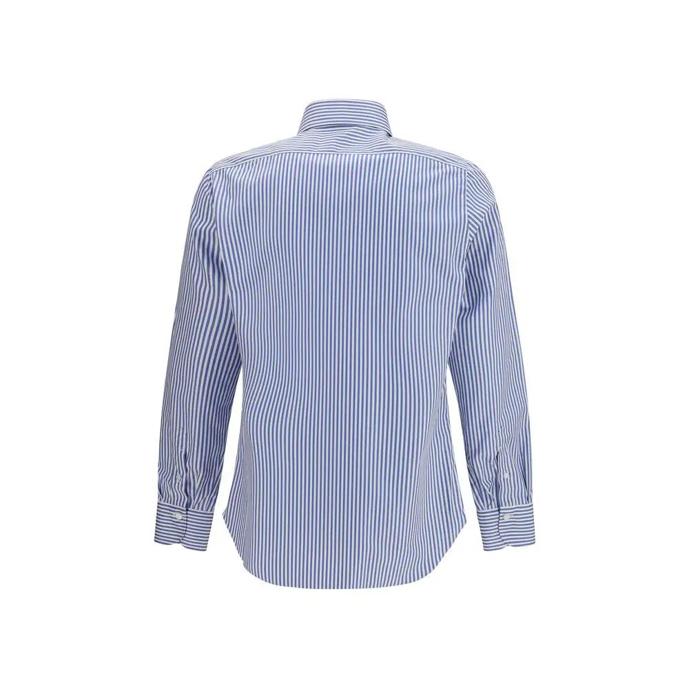 Finamore Finamore Blue Cotton Pattern Shirt