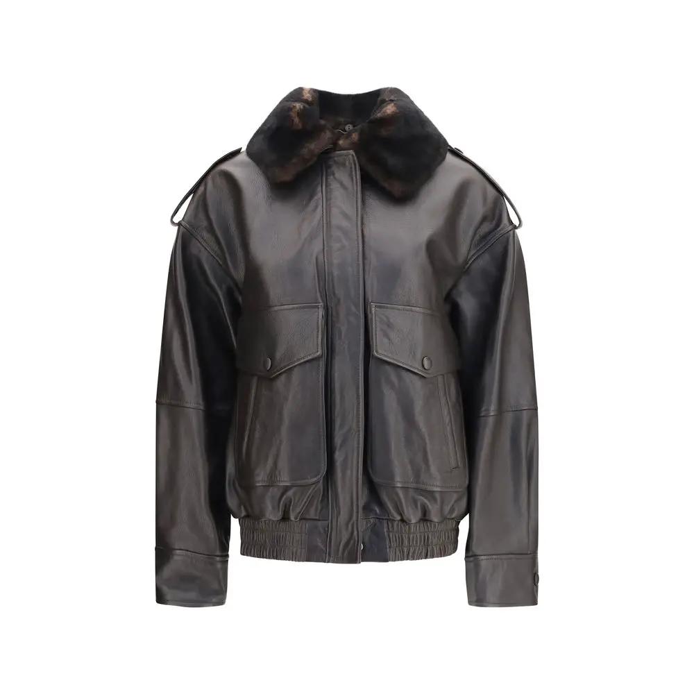 Loulou De Saison Loulou De Saison Brown Calf Leather Bos Taurus Bomber