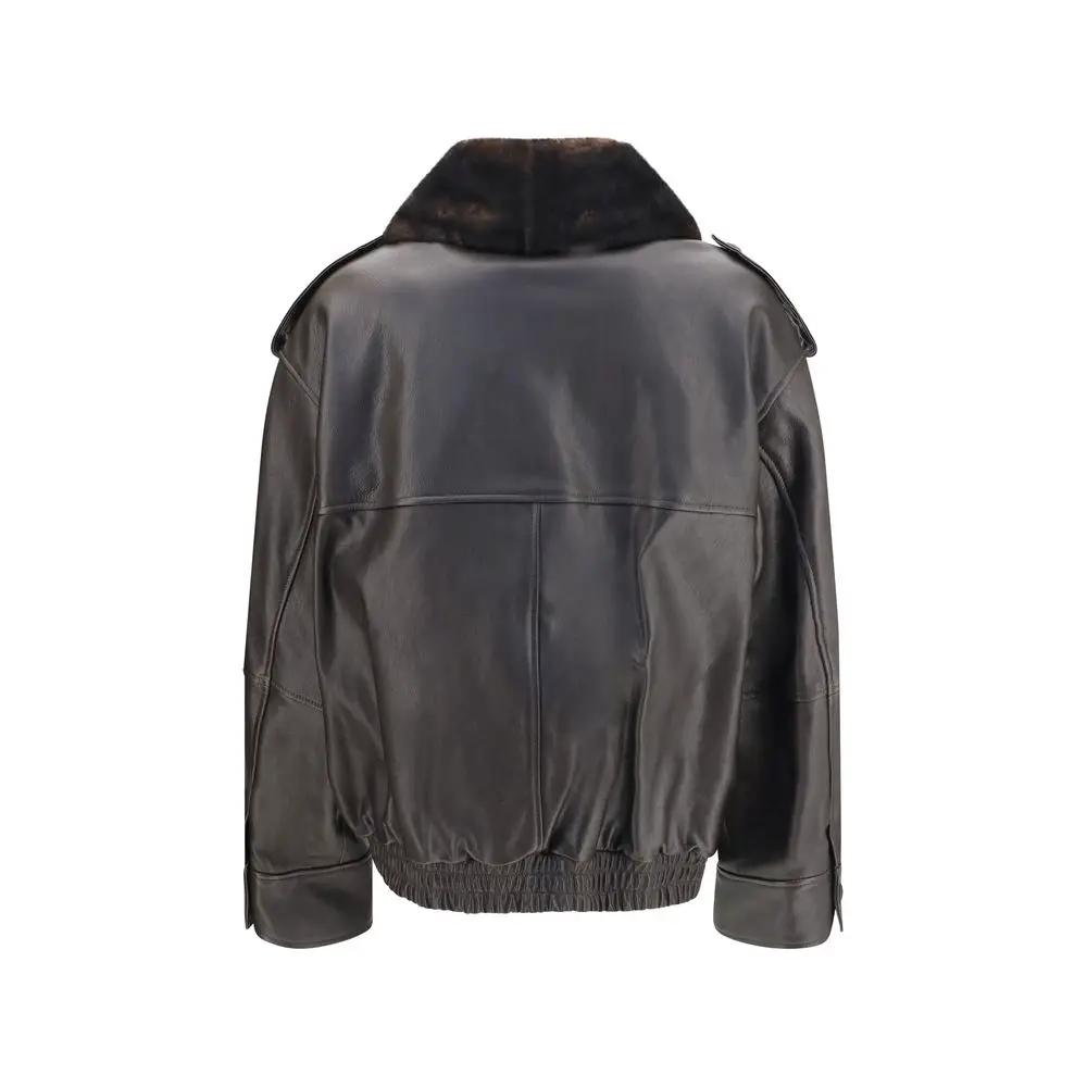Loulou De Saison Loulou De Saison Brown Calf Leather Bos Taurus Bomber