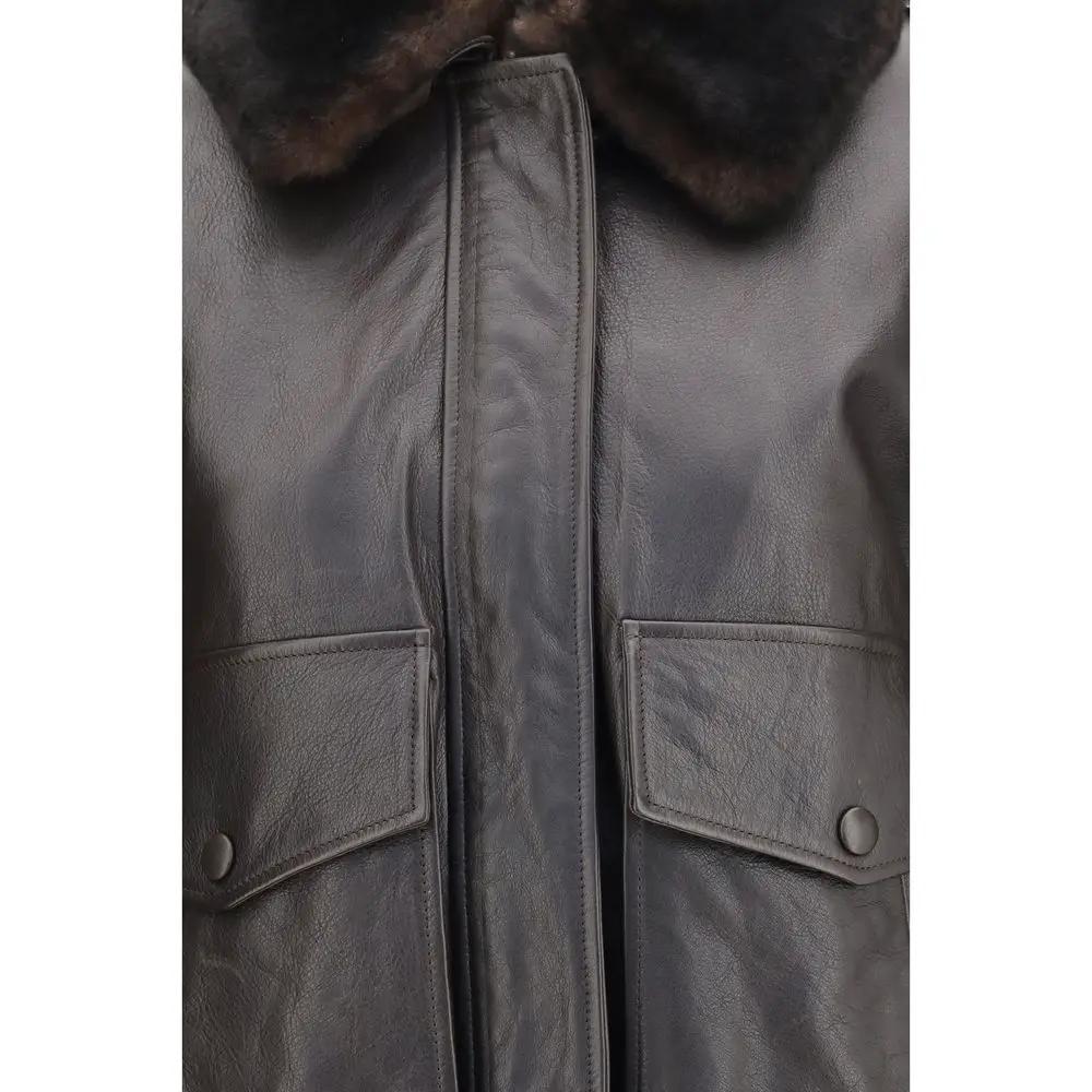 Loulou De Saison Loulou De Saison Brown Calf Leather Bos Taurus Bomber