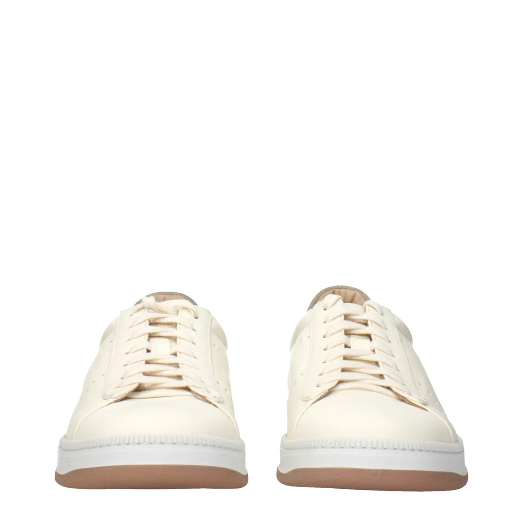 Eleventy Beige Leather Sneakers