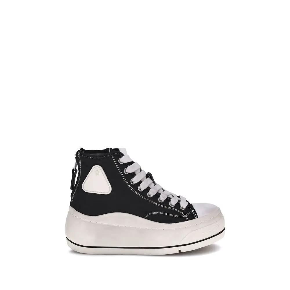 R13 Black Cotton Platform Sneakers