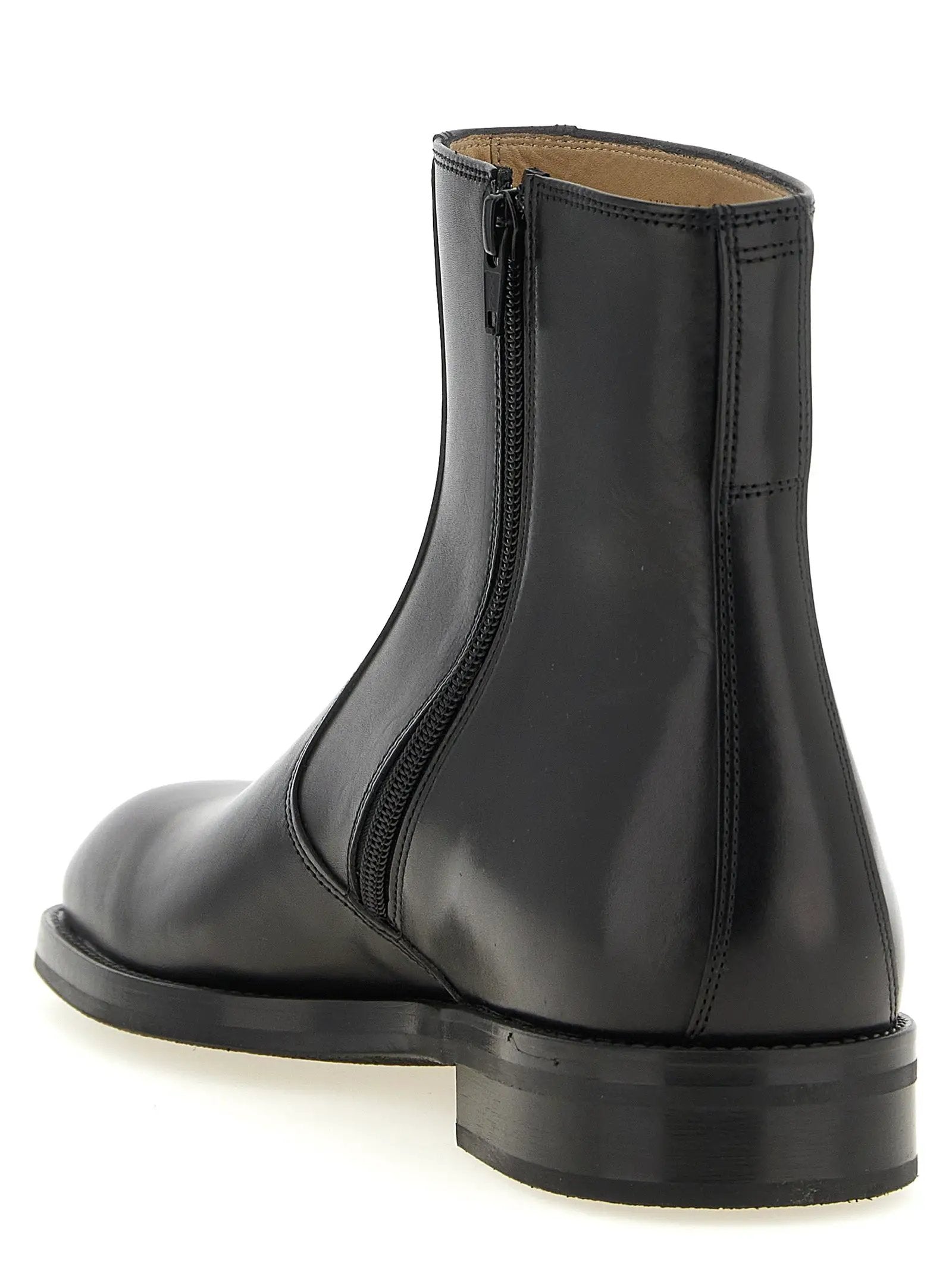 Lemaire Black Lamb Leather Ankle Boots