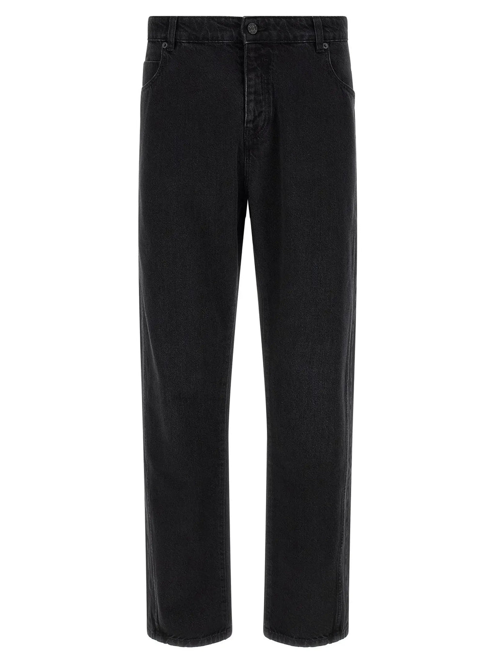 Balmain Black Cotton Straight-Leg Jeans