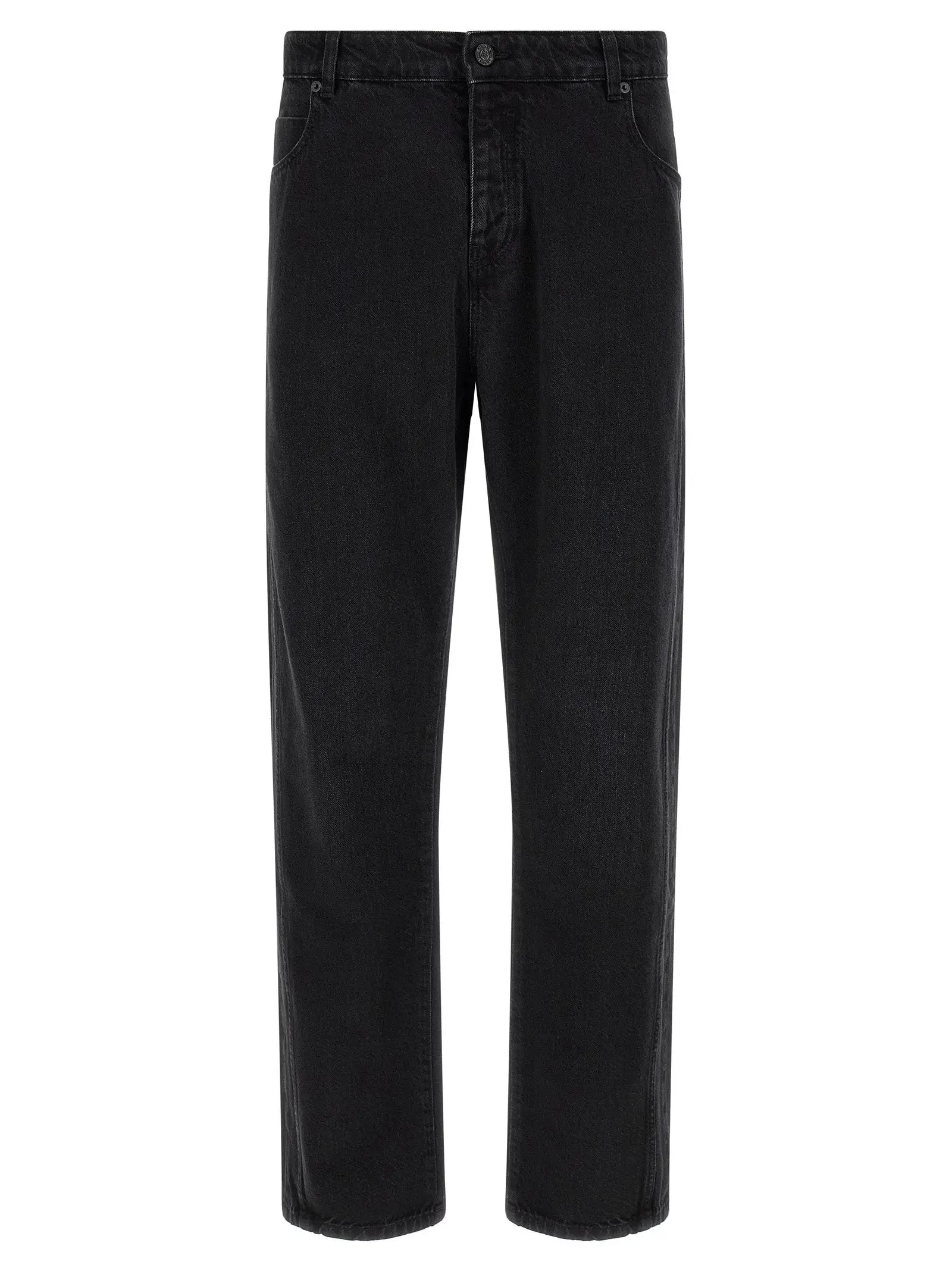 Balmain Black Cotton Straight-Leg Jeans