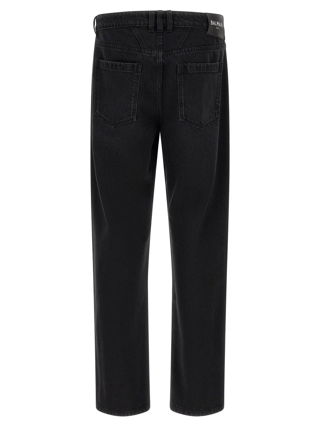 Balmain Black Cotton Straight-Leg Jeans