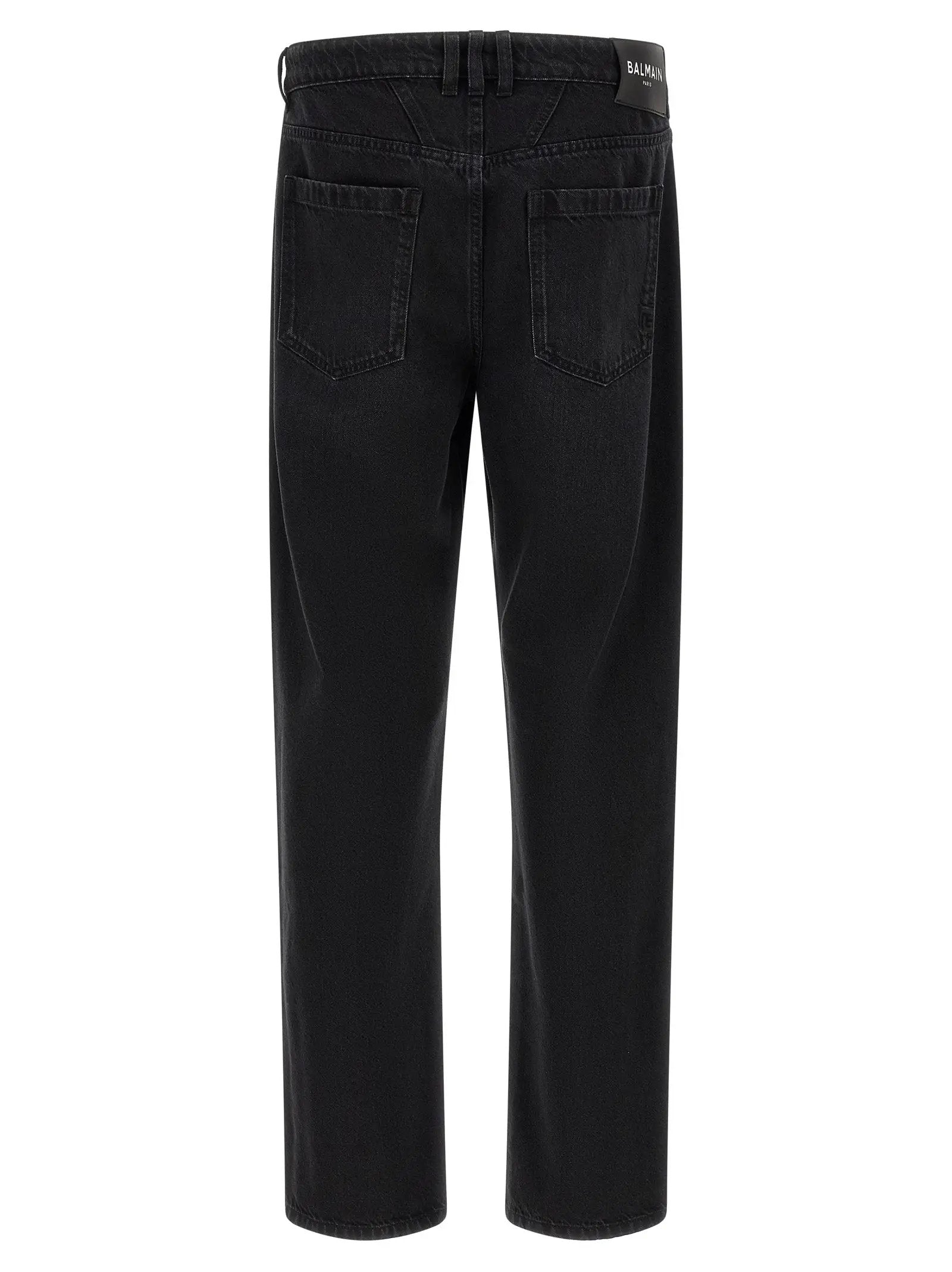 Balmain Black Cotton Straight-Leg Jeans