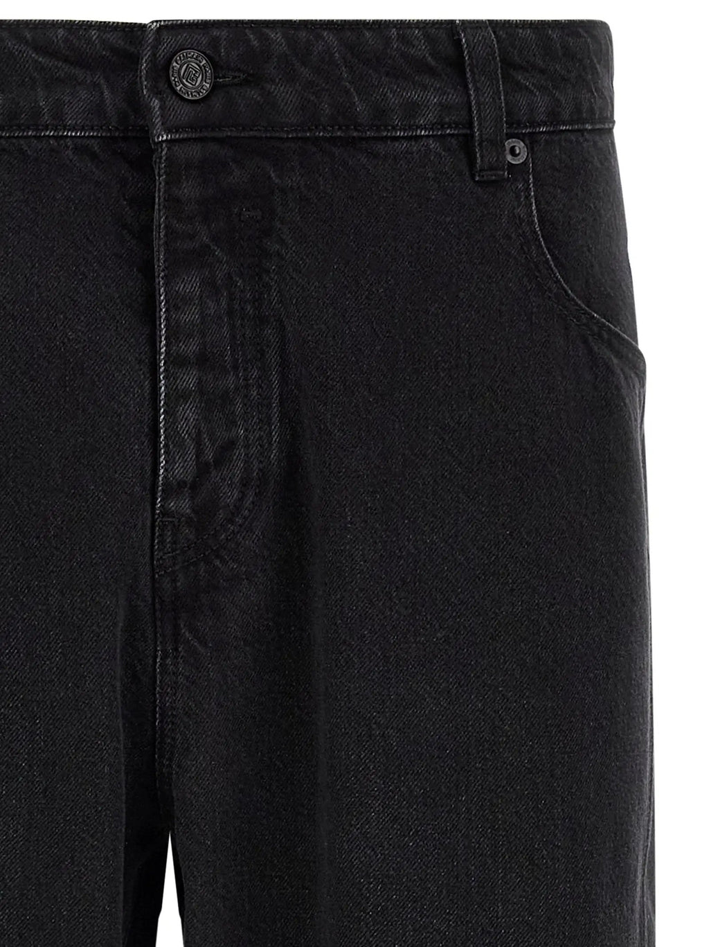 Balmain Black Cotton Straight-Leg Jeans