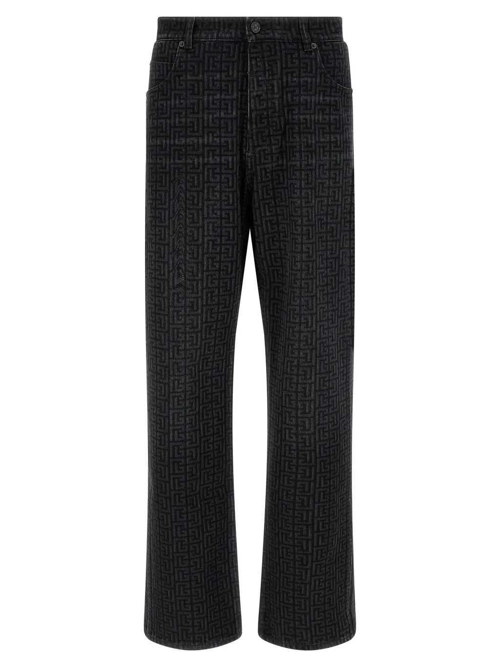 Balmain Black Cotton Straight-Leg Jeans