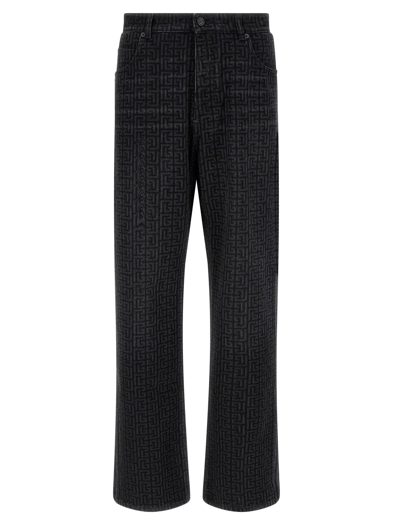 Balmain Black Cotton Straight-Leg Jeans