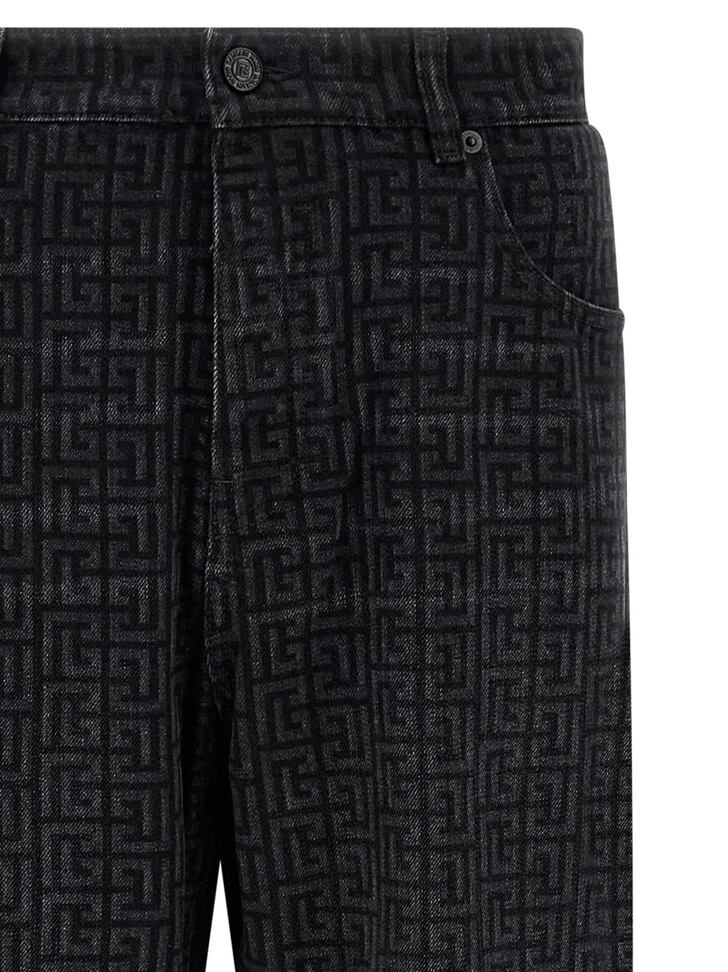 Balmain Black Cotton Straight-Leg Jeans