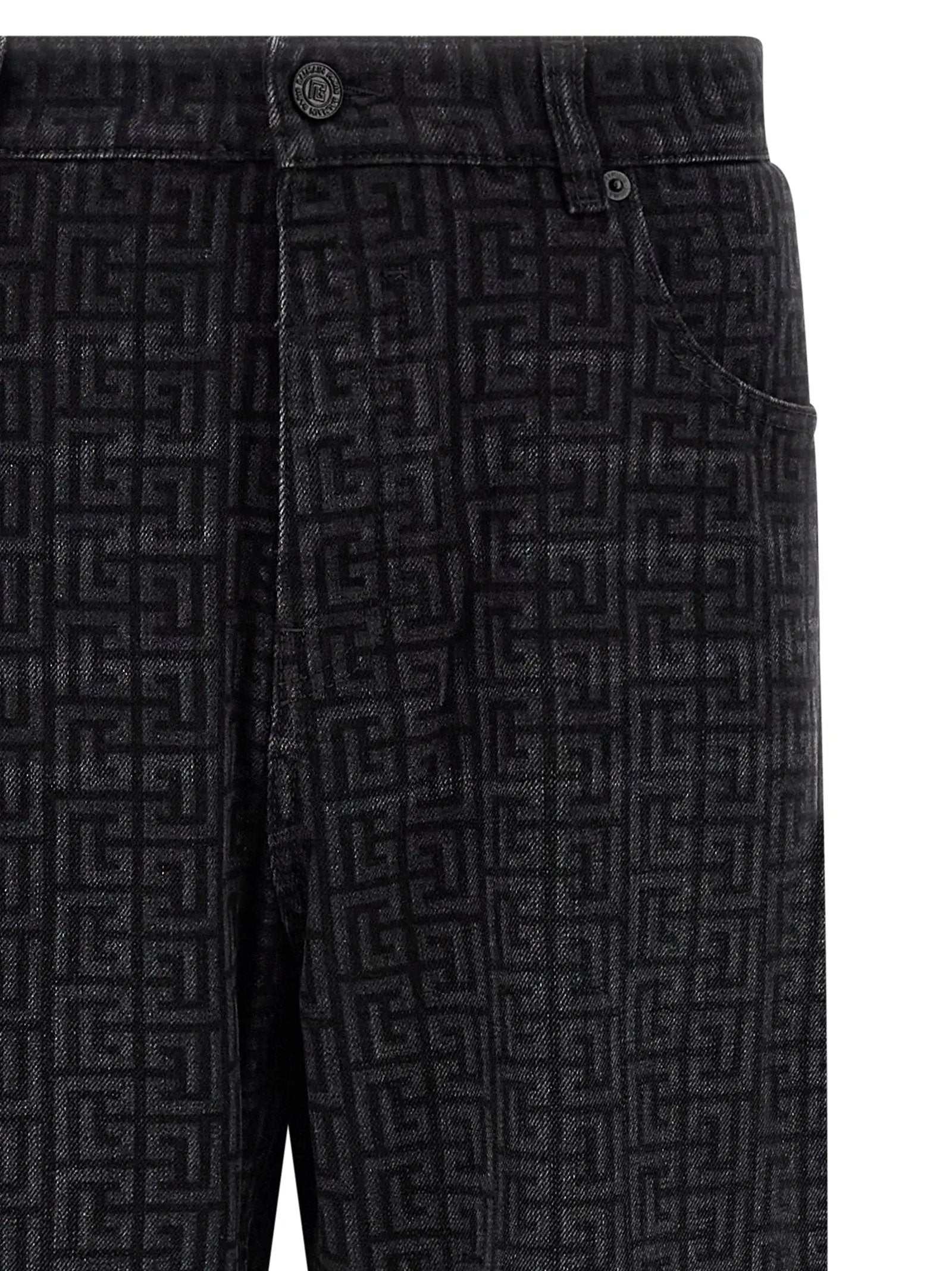 Balmain Black Cotton Straight-Leg Jeans