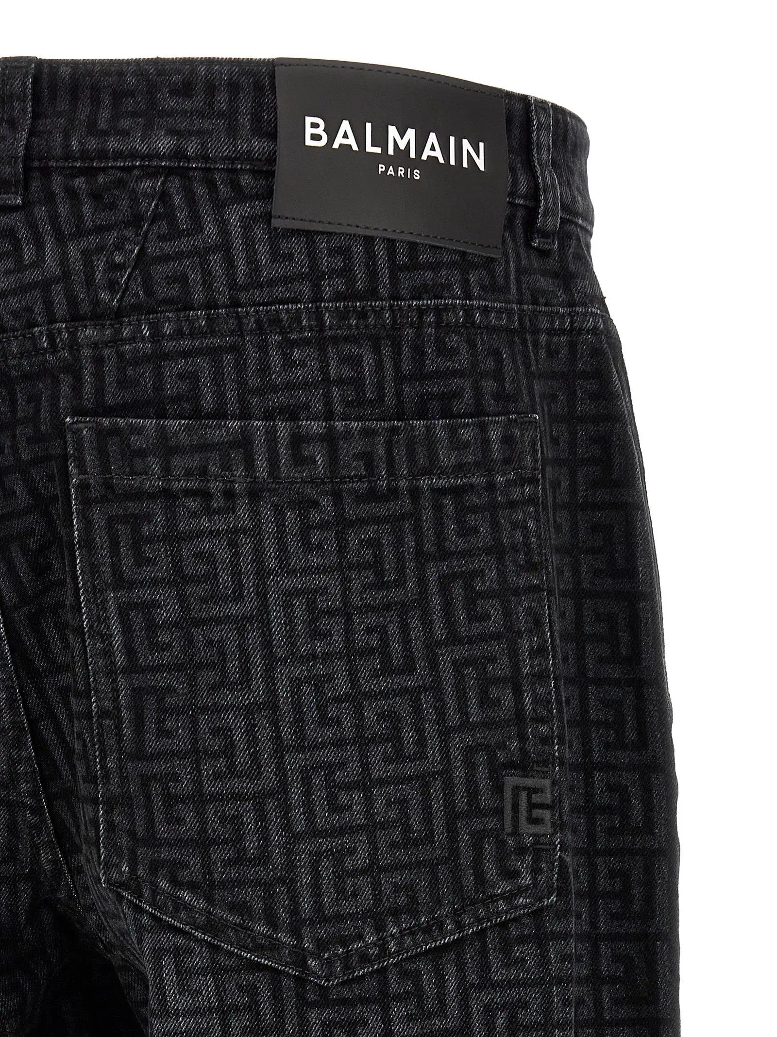 Balmain Black Cotton Straight-Leg Jeans