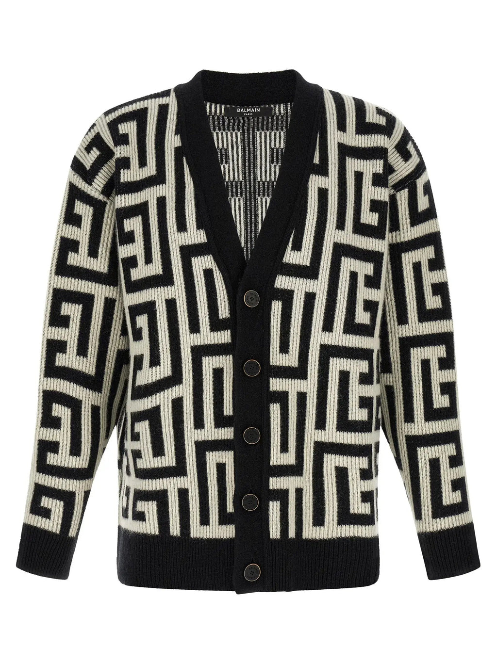 Balmain Bicolor Merino Wool Cardigan