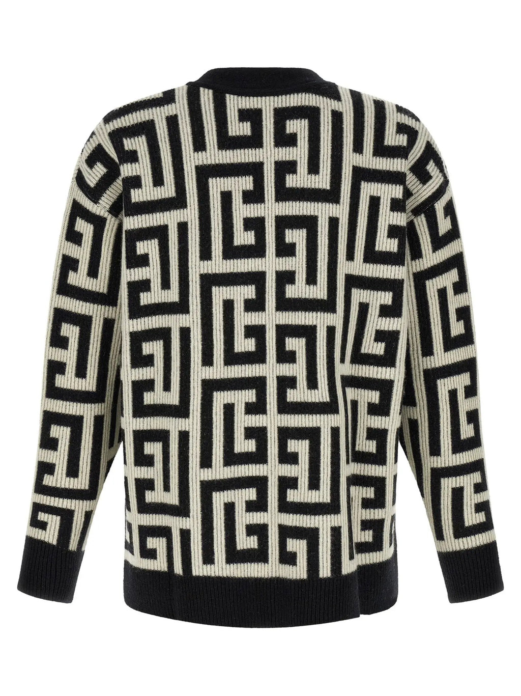 Balmain Bicolor Merino Wool Cardigan