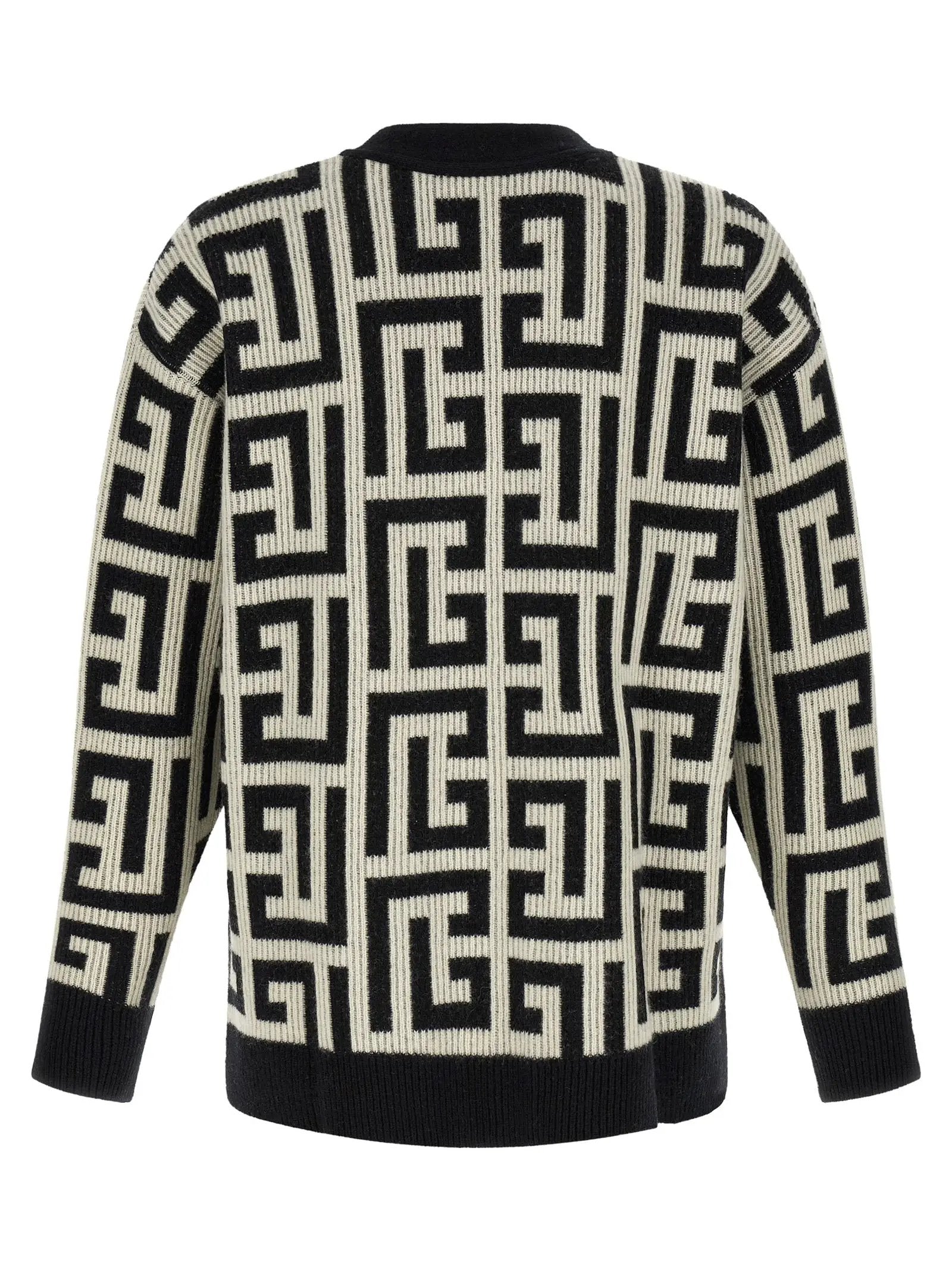 Balmain Bicolor Merino Wool Cardigan