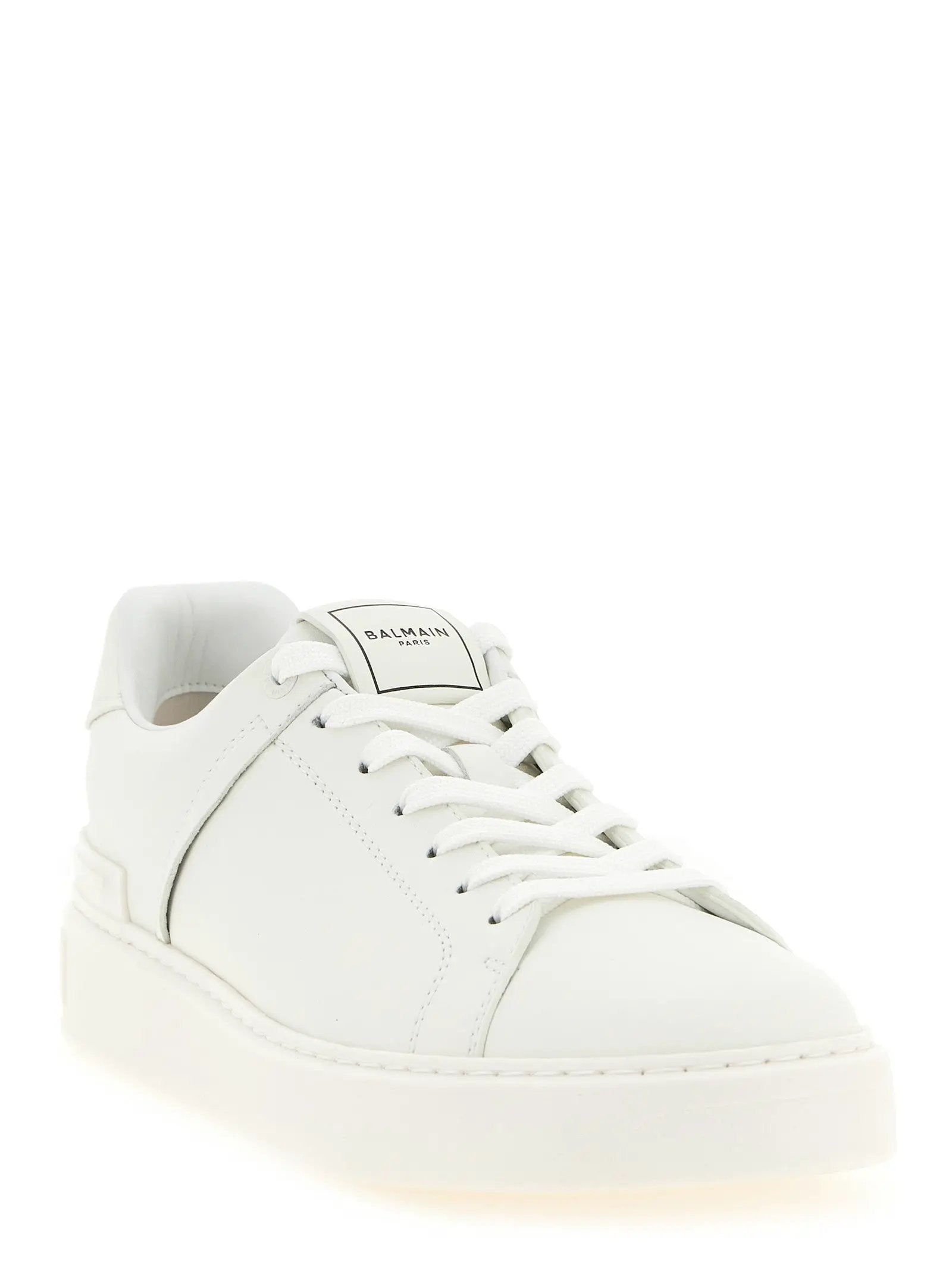 Balmain White Calfskin Low Top Sneakers