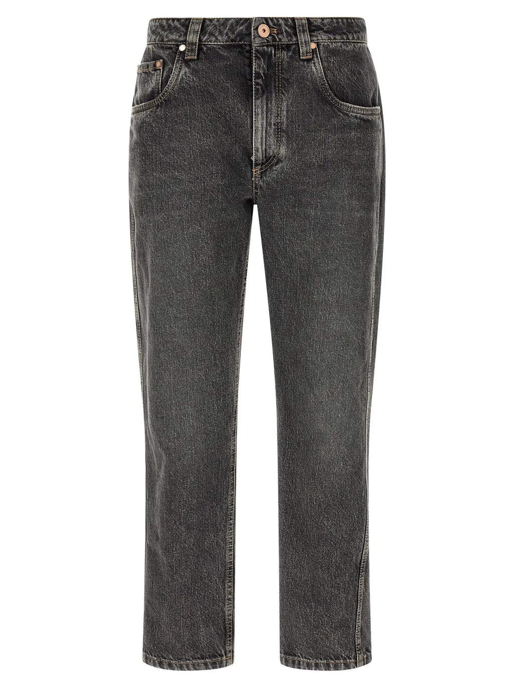 Brunello Cucinelli Gray Cotton Straight-Leg Jeans