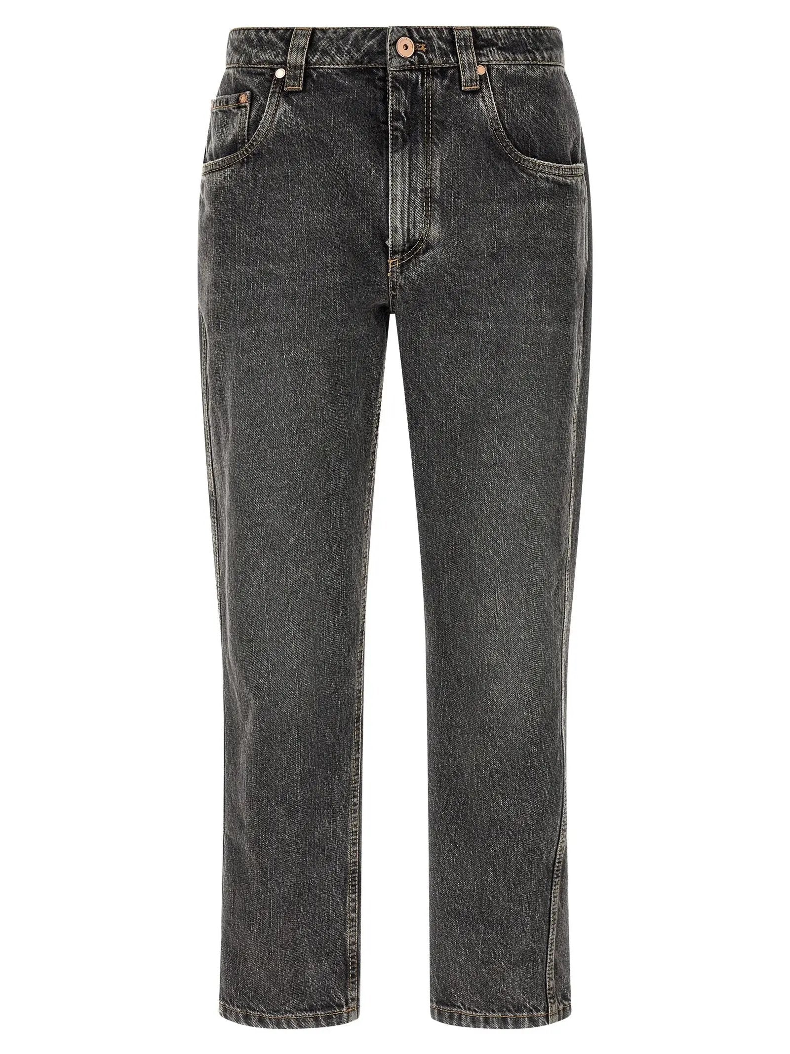 Brunello Cucinelli Gray Cotton Straight-Leg Jeans