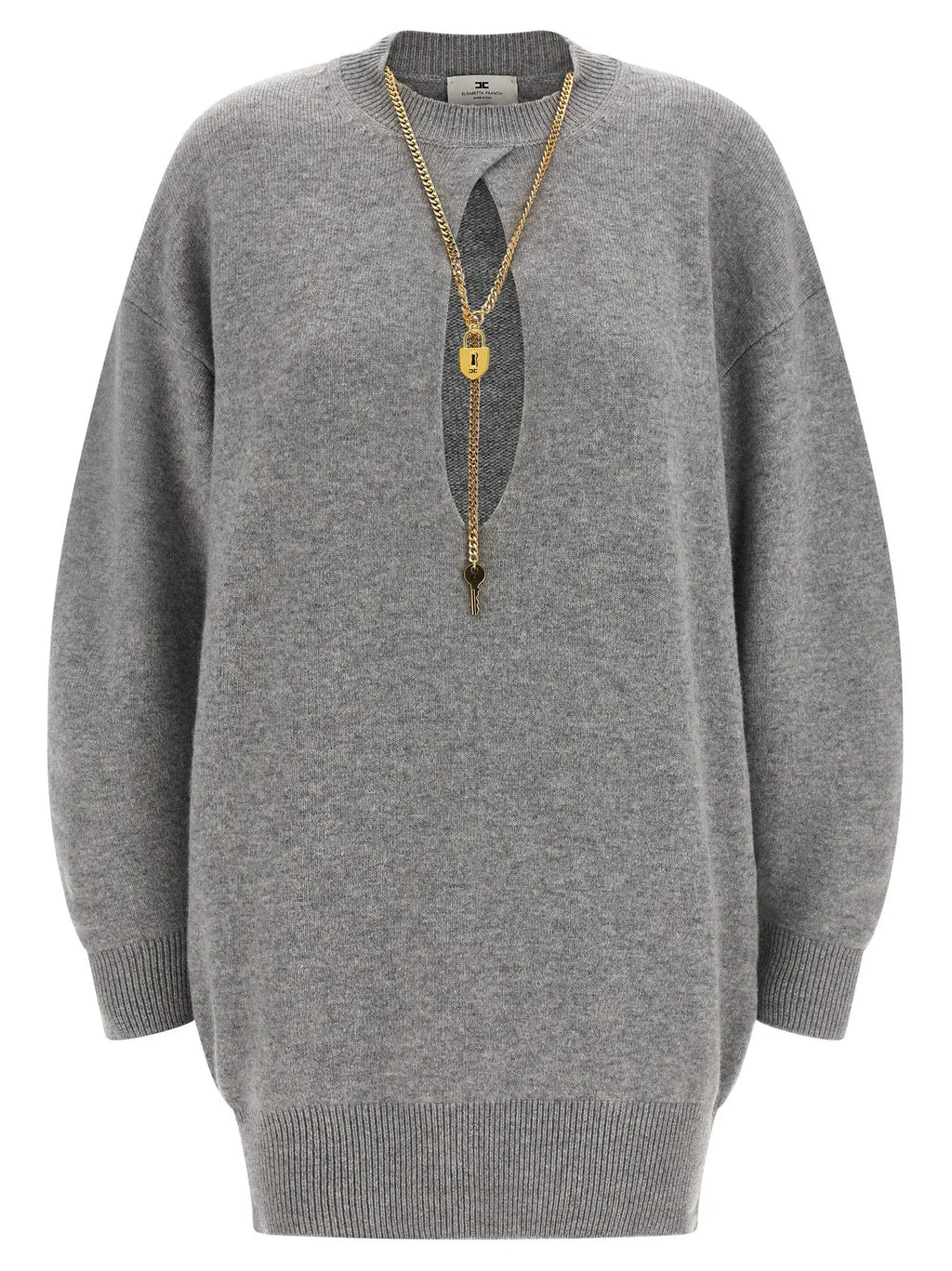 Elisabetta Franchi Gray Wool Short Dress