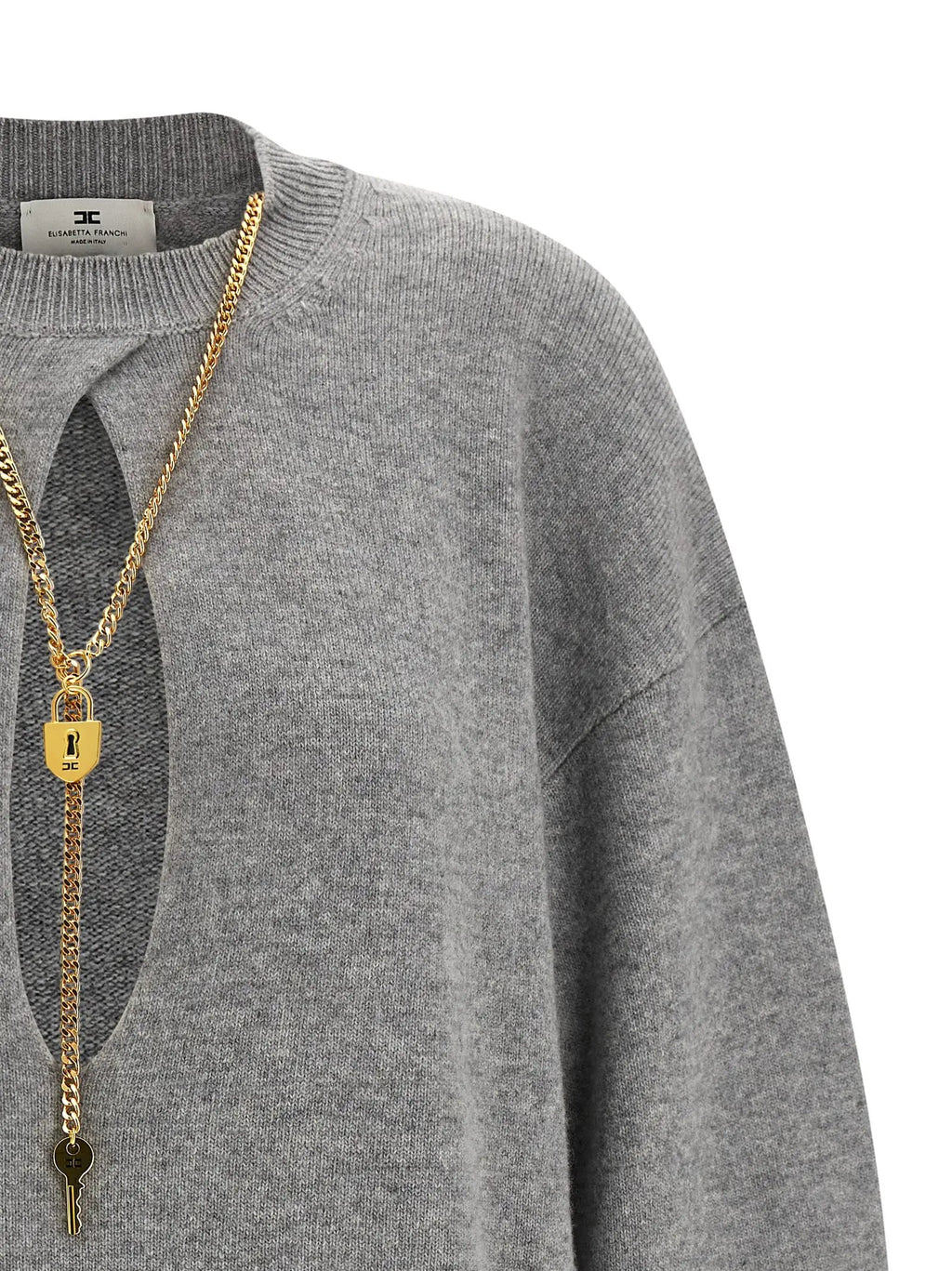 Elisabetta Franchi Gray Wool Short Dress