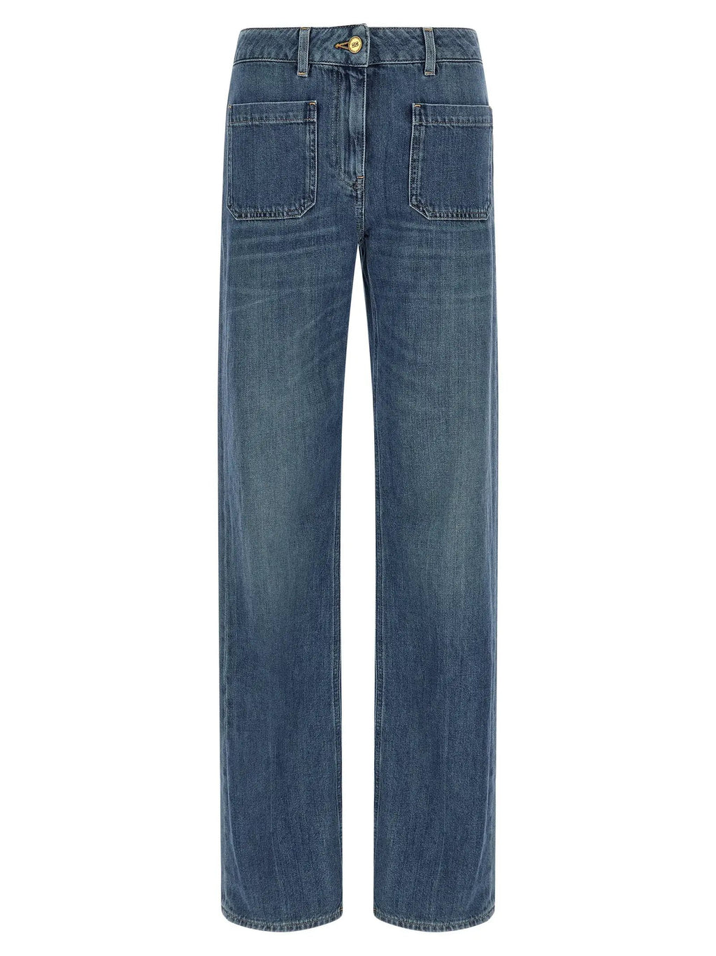 Elisabetta Franchi Blue Cotton Straight-Leg Jeans