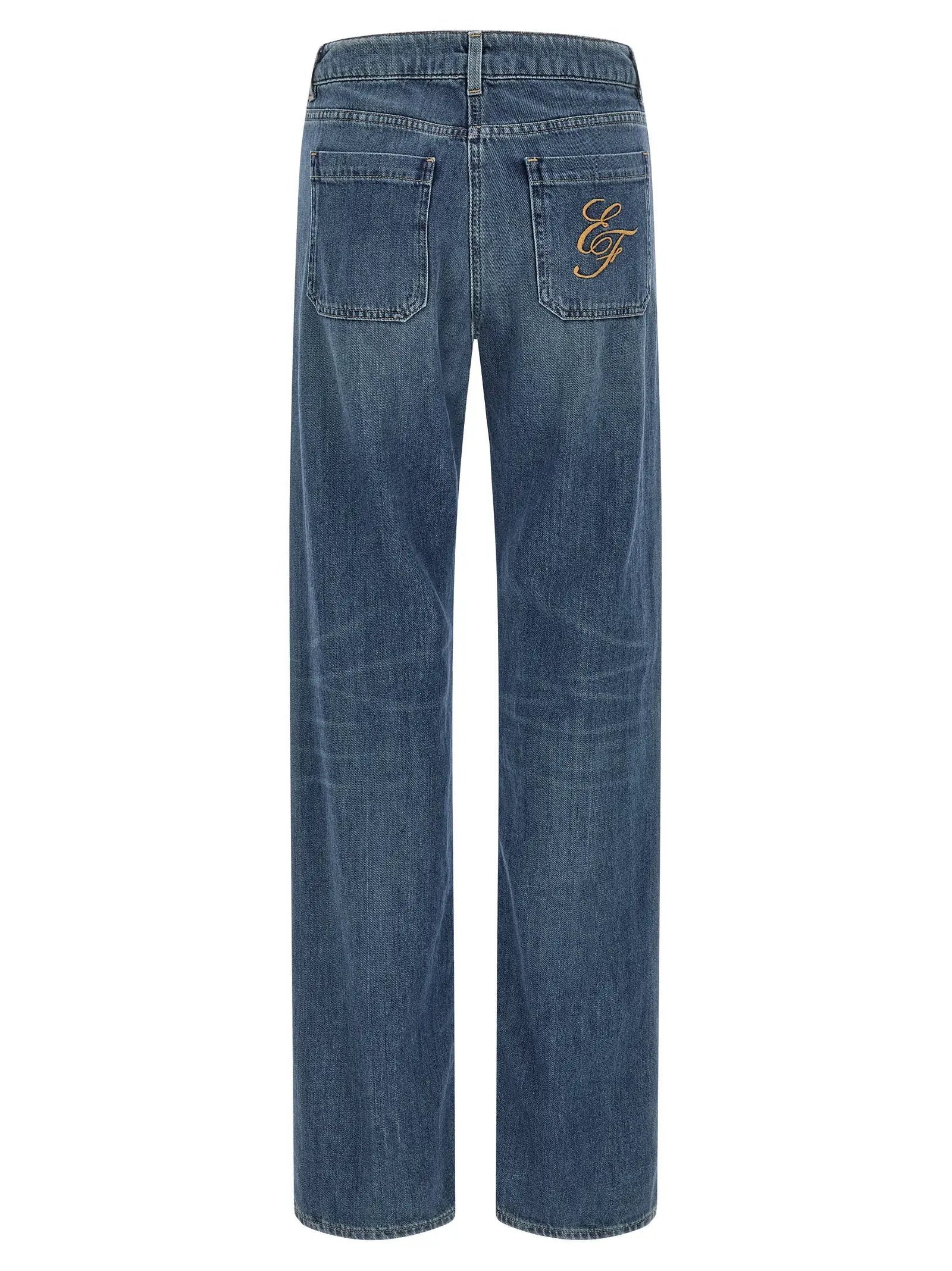 Elisabetta Franchi Blue Cotton Straight-Leg Jeans