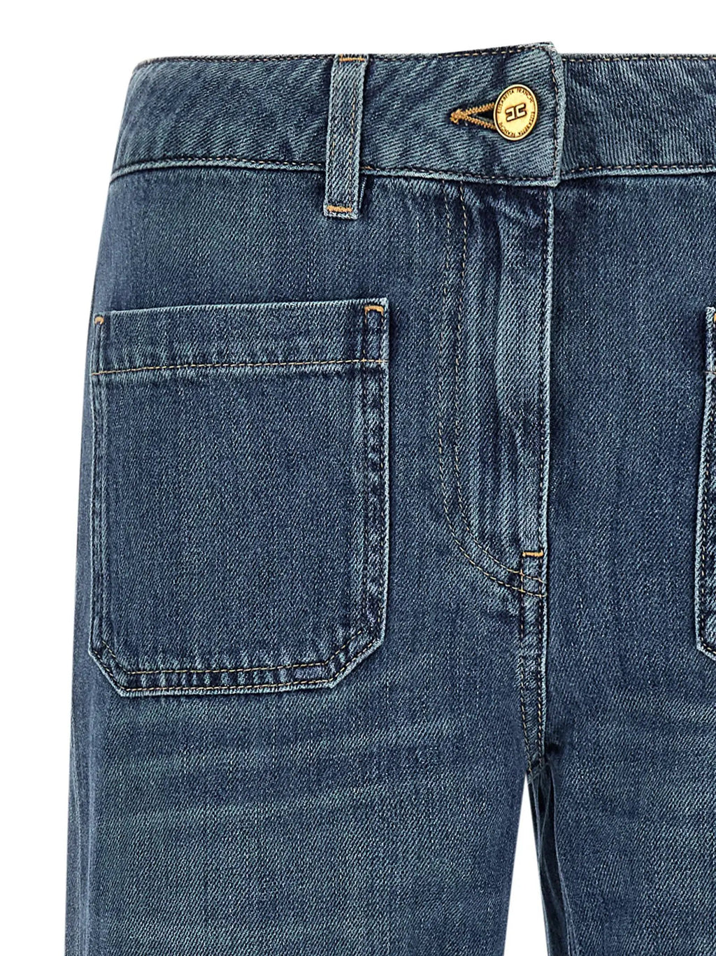 Elisabetta Franchi Blue Cotton Straight-Leg Jeans