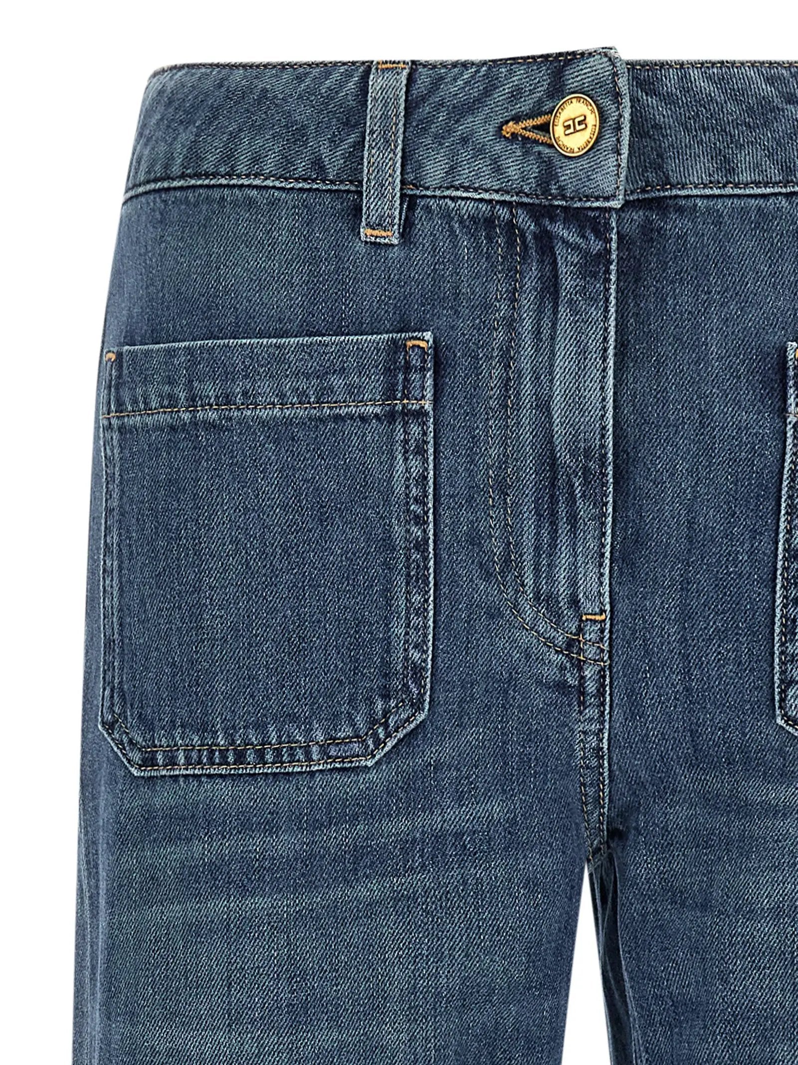 Elisabetta Franchi Blue Cotton Straight-Leg Jeans