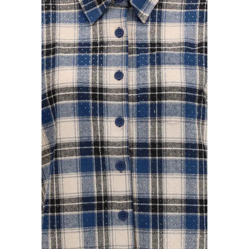 P.A.R.O.S.H. Blue Cotton Pattern Shirt