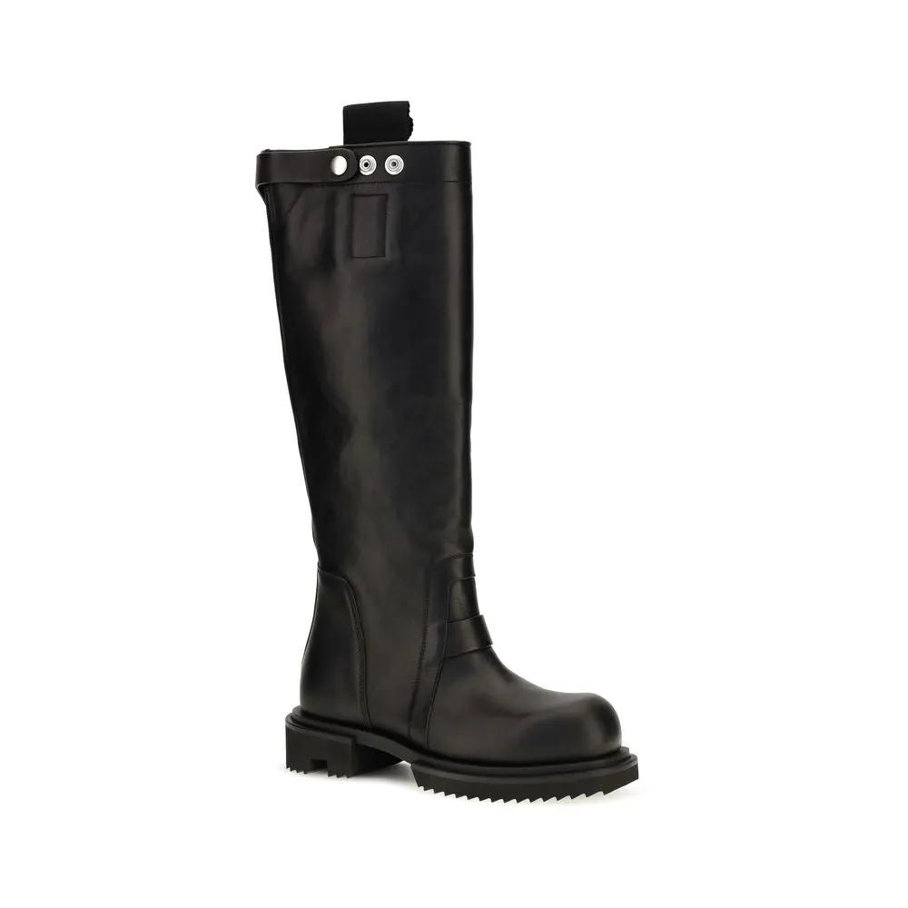 Rick Owens Black Calf Leather Bos Taurus Rain Boots