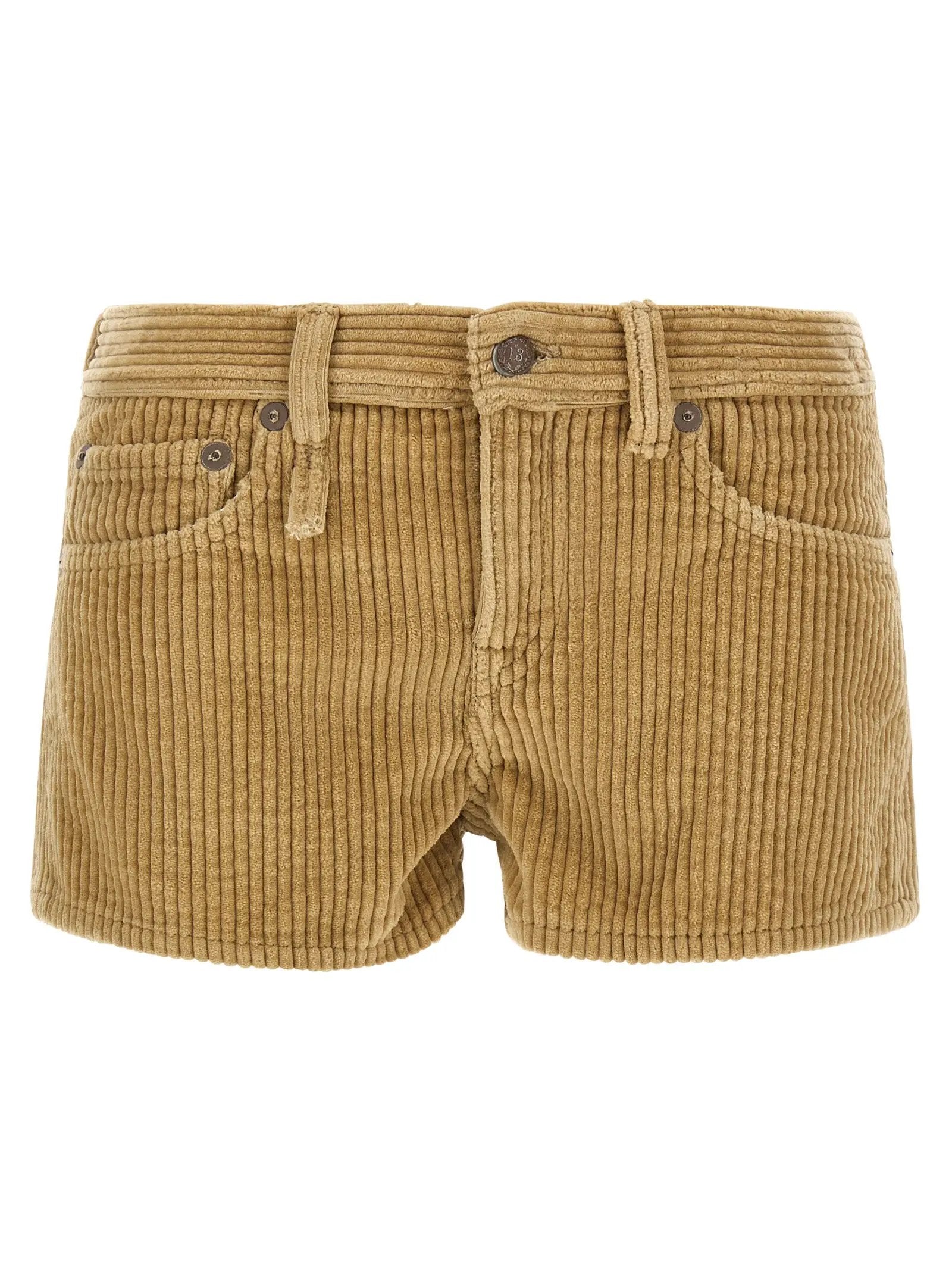 R13 Beige Cotton Bermuda Shorts