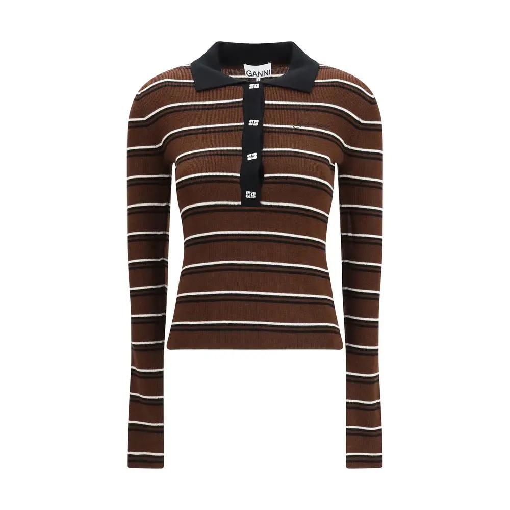 Ganni Brown Wool Oves Aries Polo Shirt