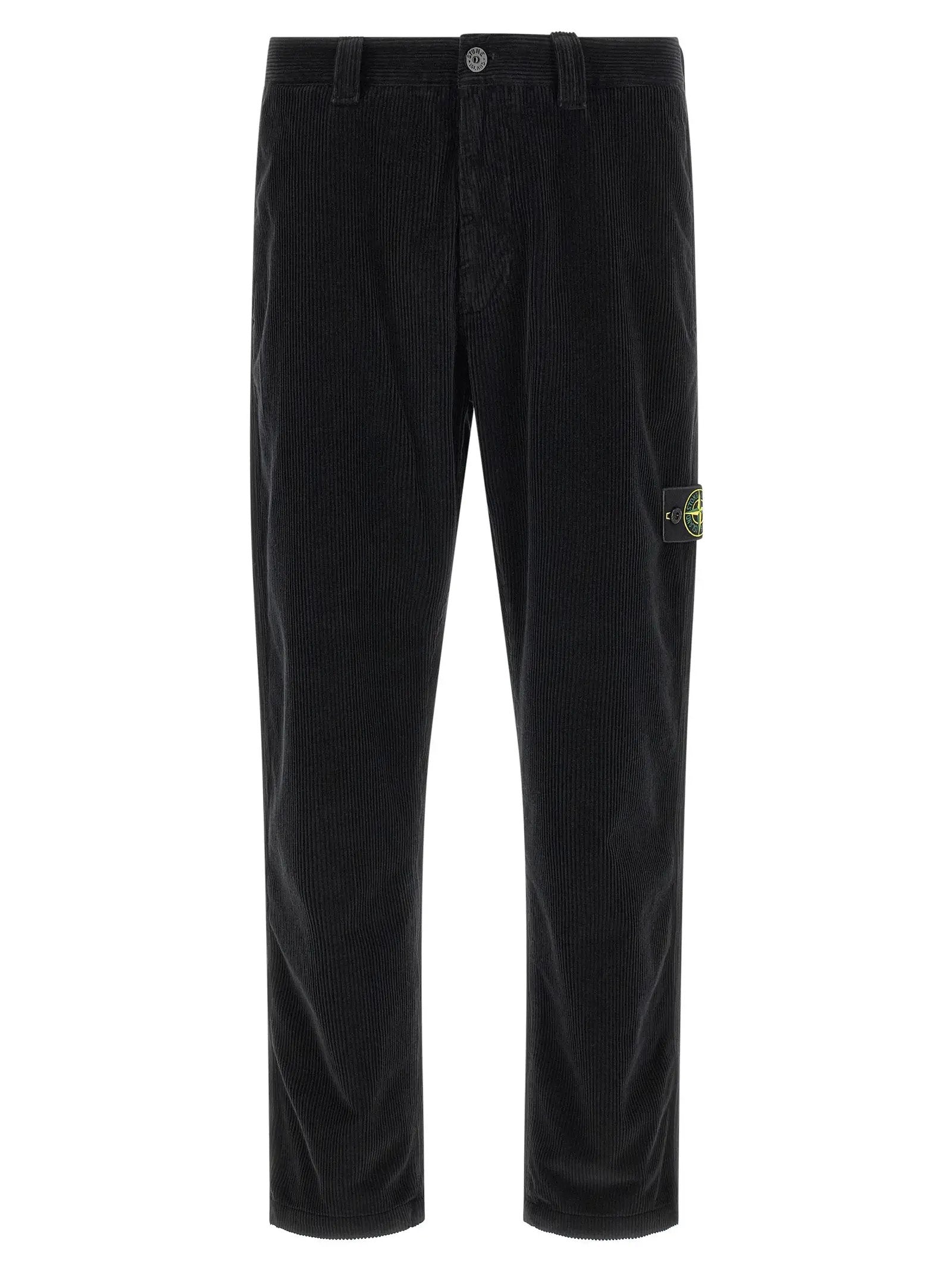 Stone Island Black Cotton Casual Pants