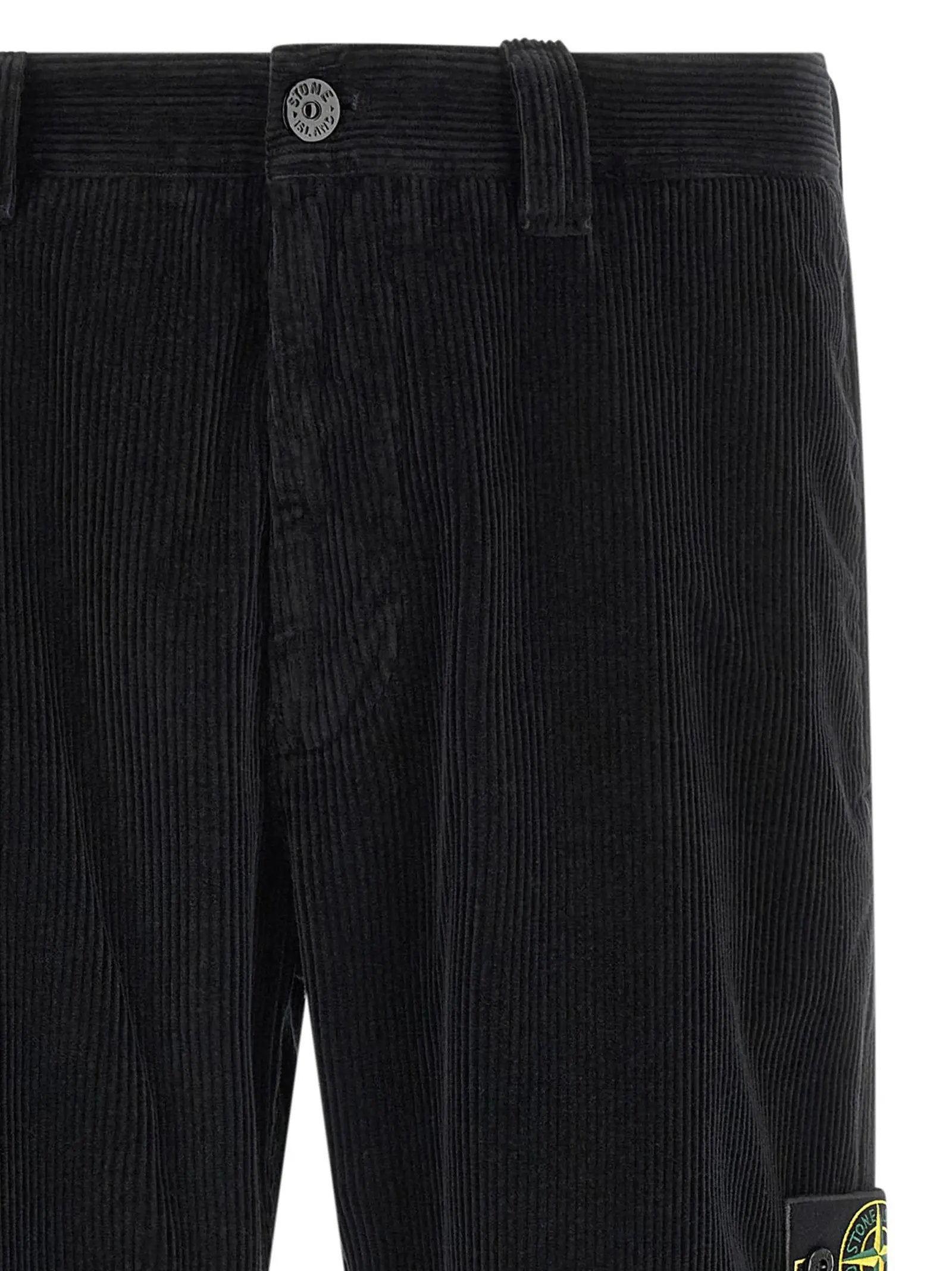 Stone Island Black Cotton Casual Pants
