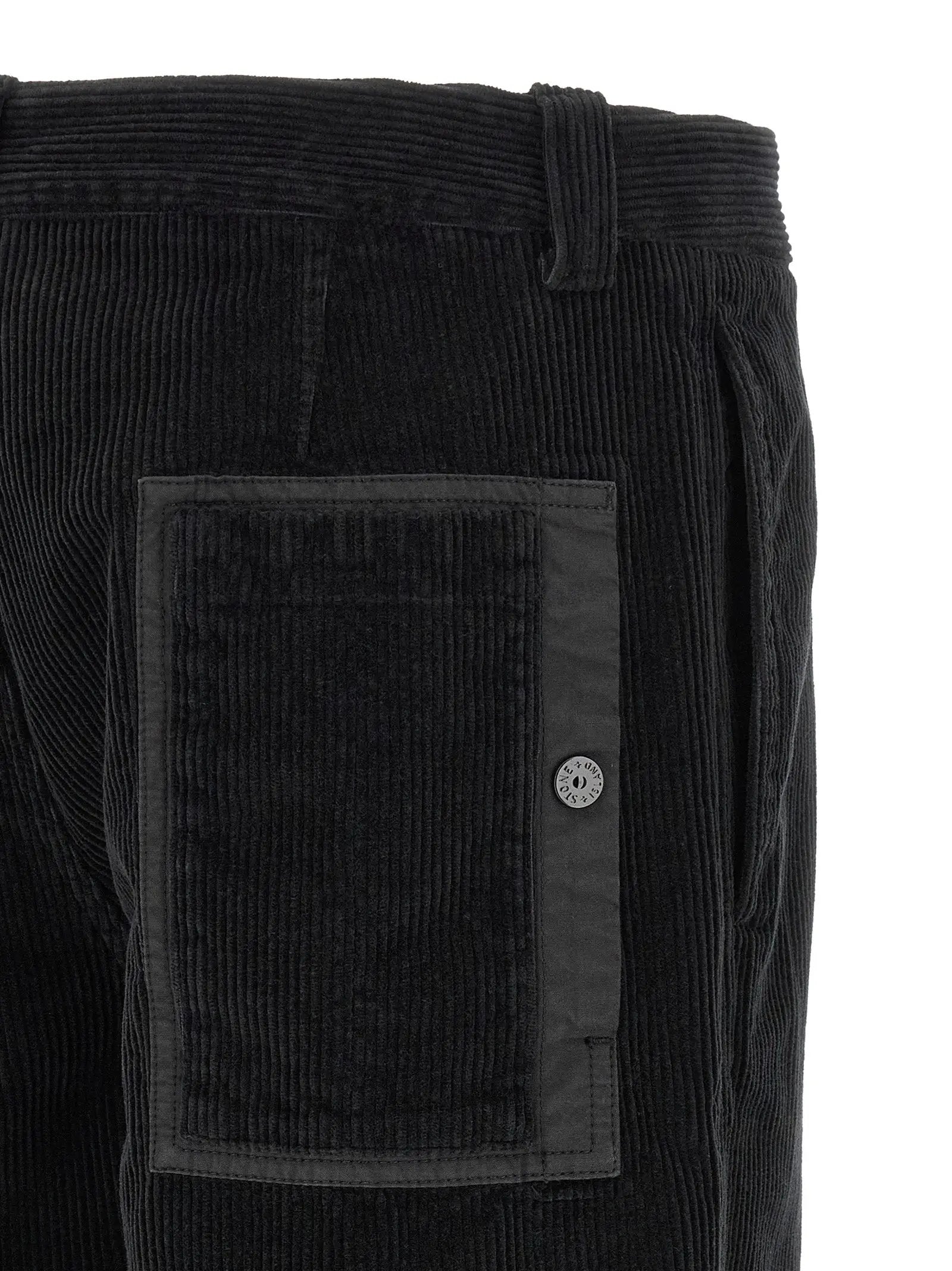 Stone Island Black Cotton Casual Pants