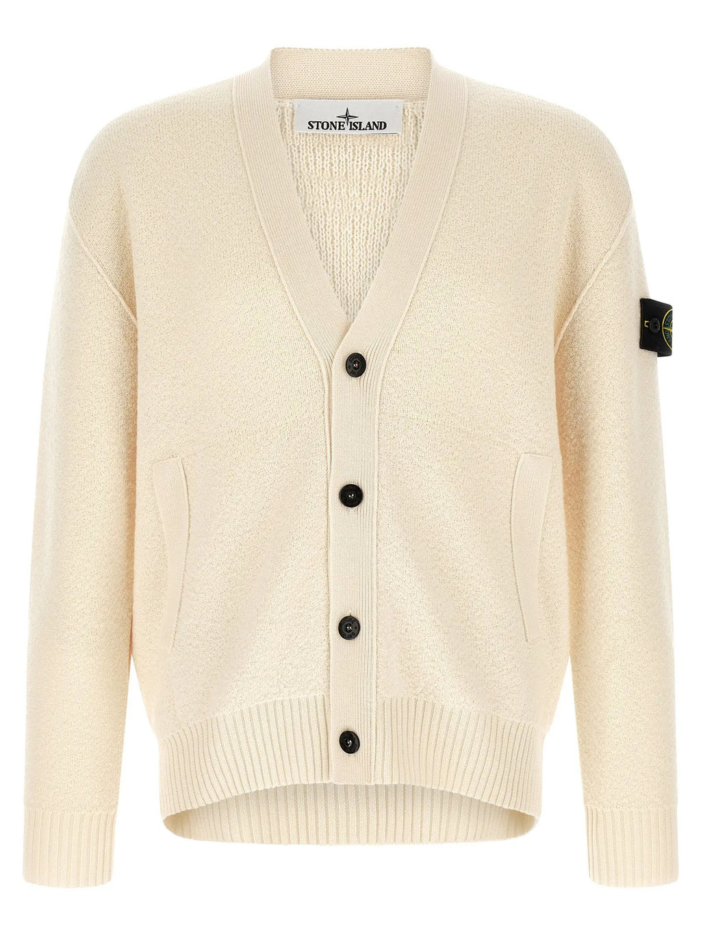 Stone Island White Virgin Wool Cardigan