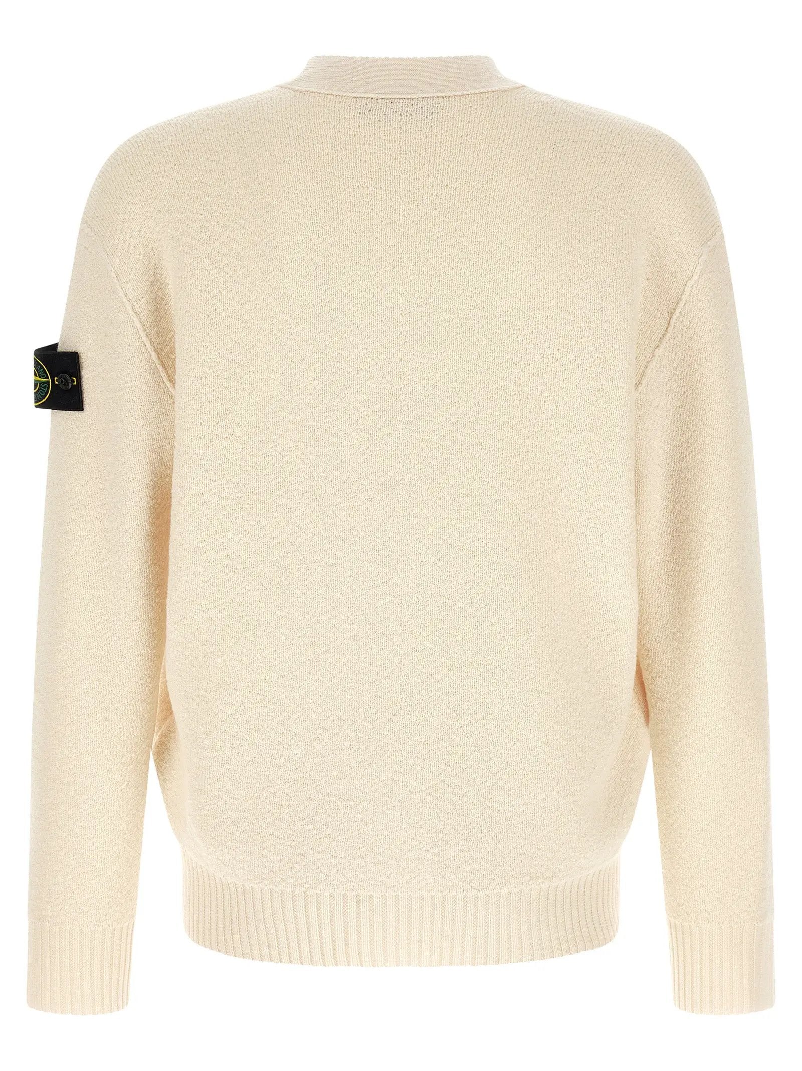 Stone Island White Virgin Wool Cardigan